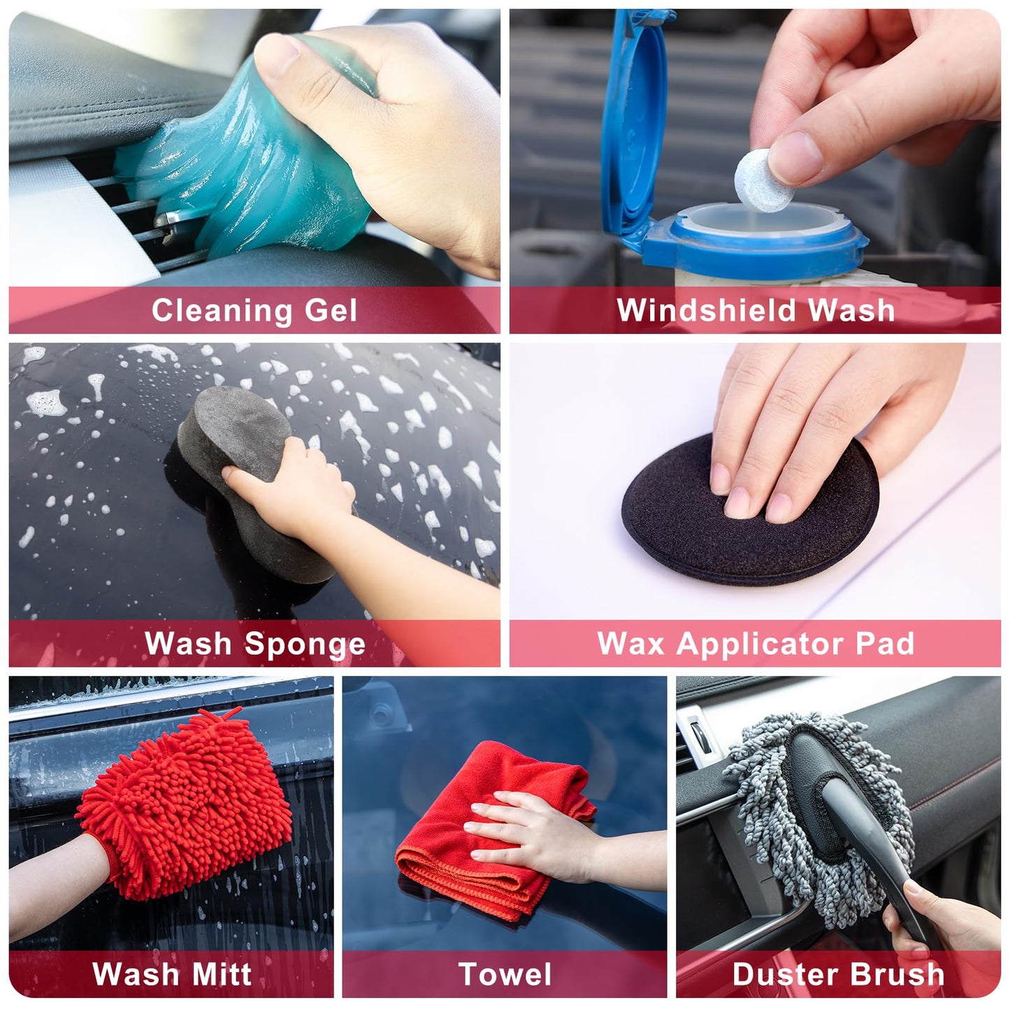 GPUSFAK 46Pcs Car Wash Cleaning Kit with Foam Gun Sprayer Detailing Brushes Car Vacuum Collapsible Bucket Windshield Cleaning Tool Tire Brush Towels Complete Interior Exterior Detailing Set for Car