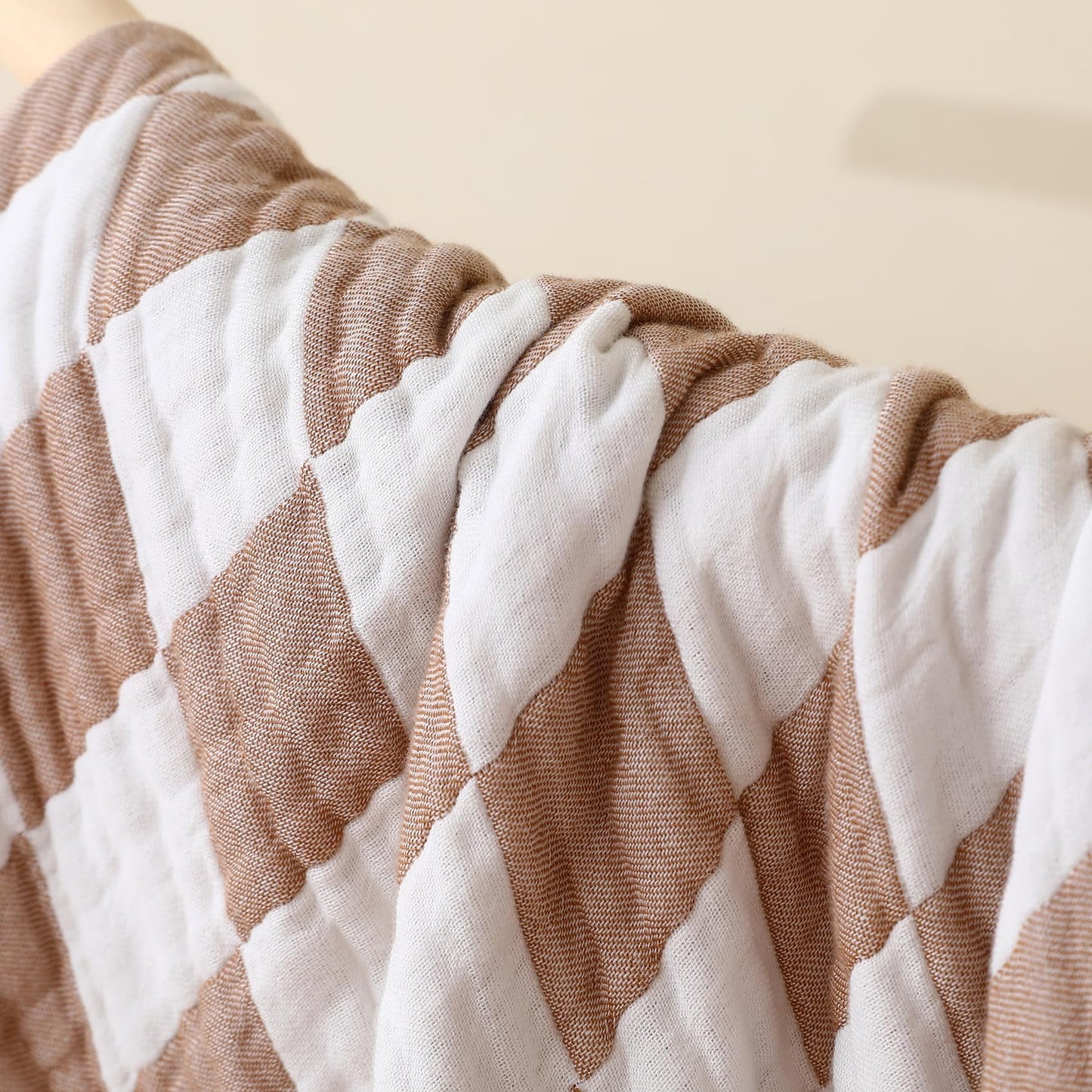 HardNok Ultra Soft Muslin Baby Blanket,A Versatile Swaddle and Bed Blanket for Babies, Toddlers, Boys, and Girls (1 Coffee Checkered 1 Pack).