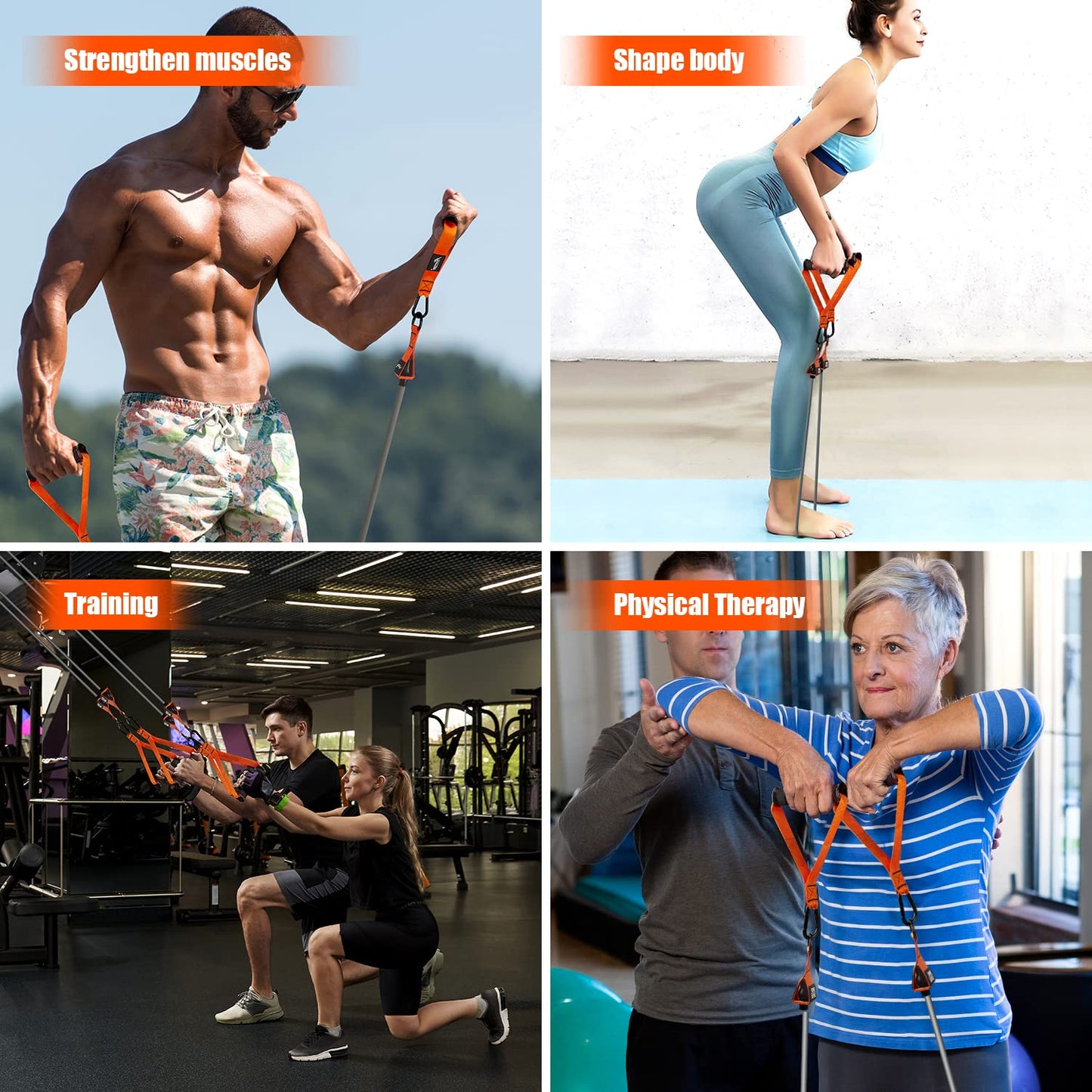 Resistance Bands, Heavy Exercise Bands with Handles, Fitness Bands Set for Working Out, Workout Bands for Men, Weight Bands for Muscle Training, Strength, Slim, Yoga, Home Gym Equipment