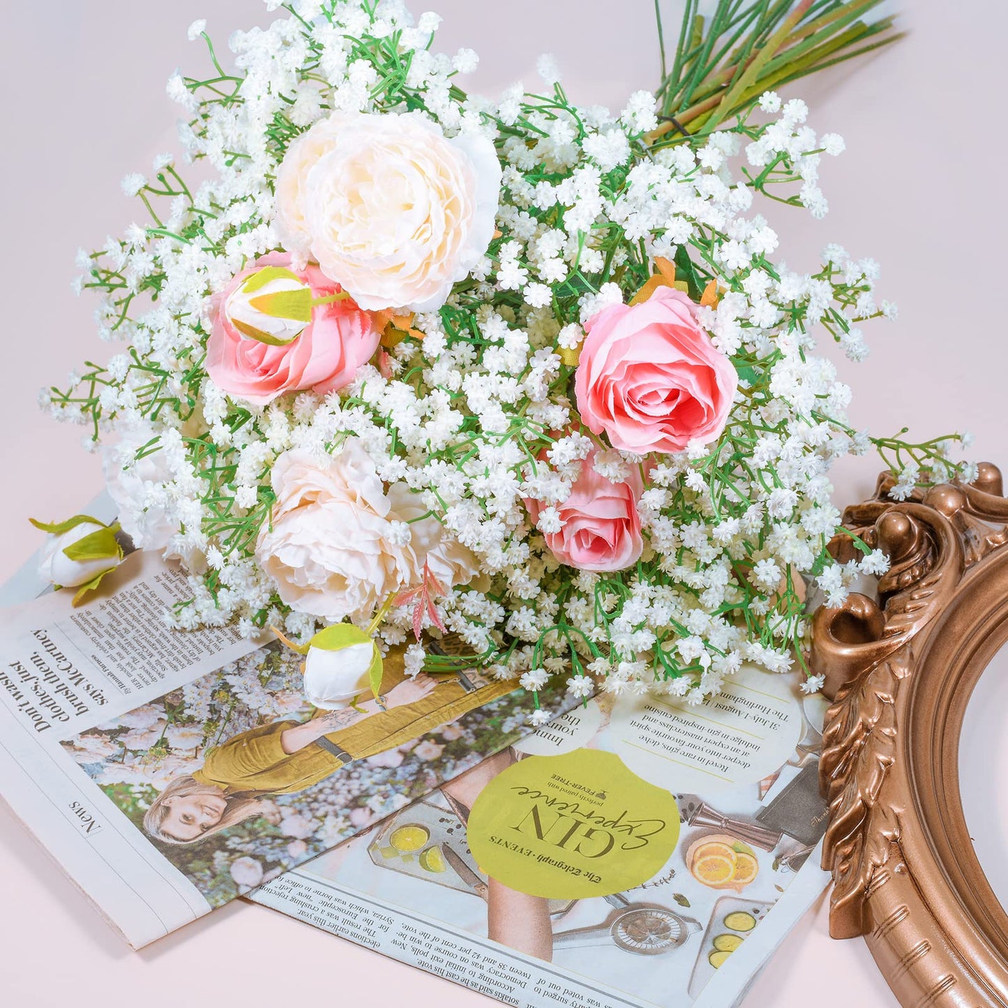 LYLYFAN Babys Breath Artificial Flowers,18 Pcs Gypsophila Real Touch Flowers for Wedding Party Home Garden Decoration White