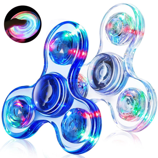 Fidget Spinner for Kids 2 Pack, Light up Sensory Fidget Toys Adults Kids 4-8-12 with Autism ADHD, Easter Egg Fillers Basket Stuffers Classroom Prizes Party Favors, Glow Spinners Stress Anxiety Relief