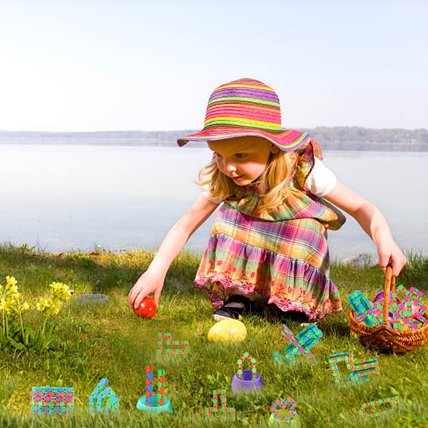 8Pcs Easter Basket Stuffers Fidgets Wacky Tracks Fidget Toys for Kids Classroom Students Gifts School Prizes Sensory Autism Snap Click Snake Adults Stress Relief