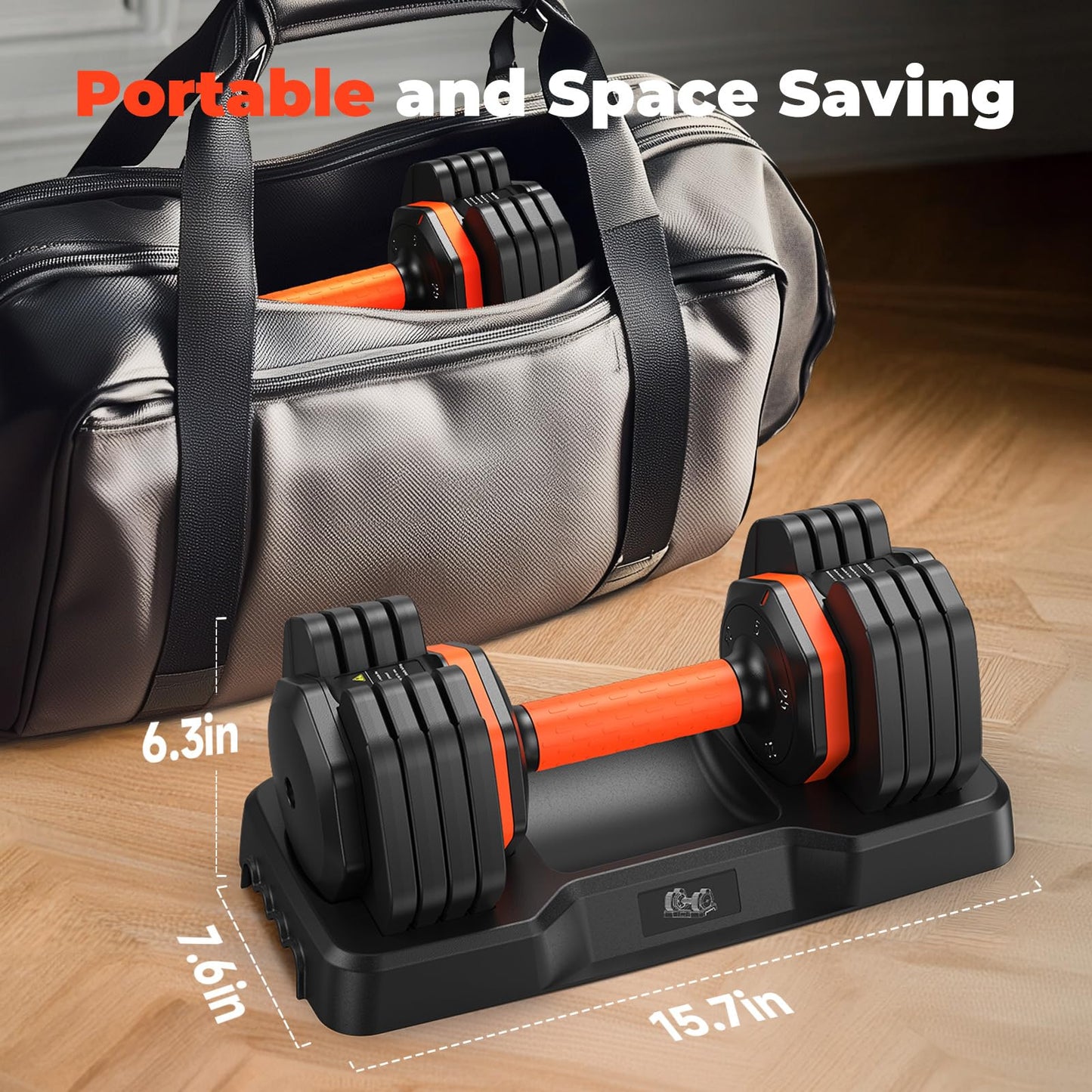 Adjustable Dumbbell Set 25LB, 5/10/15/20/25lbs, Anti-Slip Handle for Exercise Fitness Workout