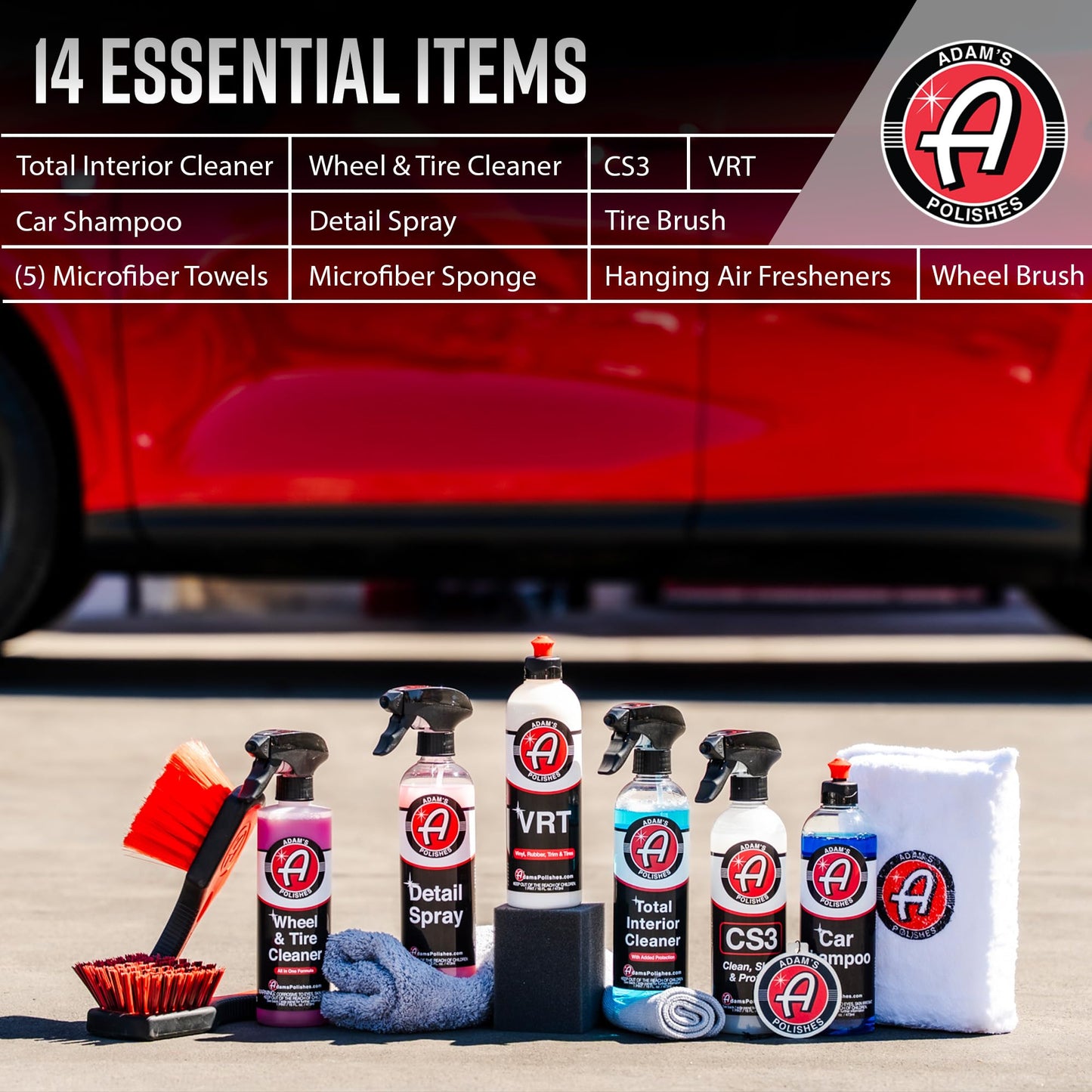 Adam's Essential Car Wash Kit (14-Item) - Auto Detailing Car Care Cleaning Kit Car & Truck Lovers, Dads, Moms and DIYers