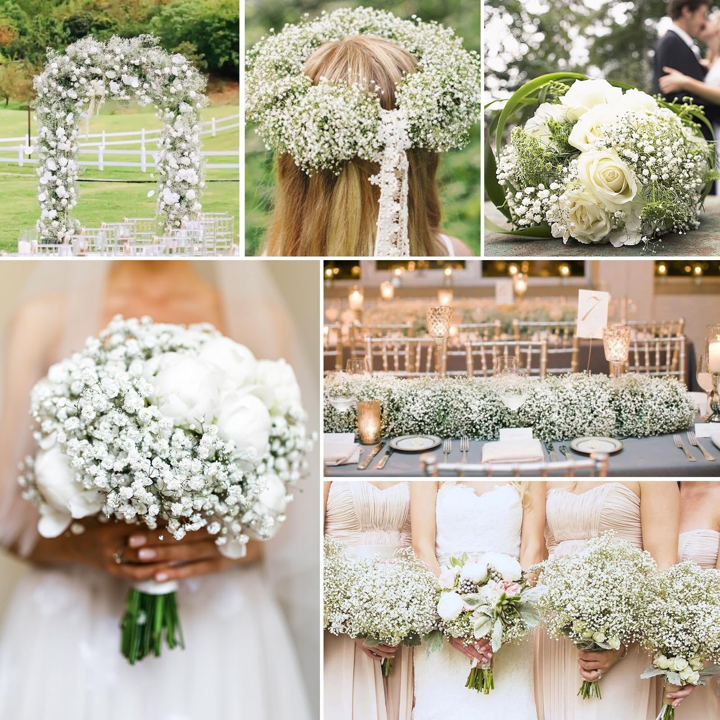 Artflower Babys Breath Artificial Flowers, 20Pcs Baby Breath Flowers Artificial Bulk, Fake White Gypsophila Babies Breath Real Touch Flowers for Wedding Bouquet Floral Arrangement Party Home Decor