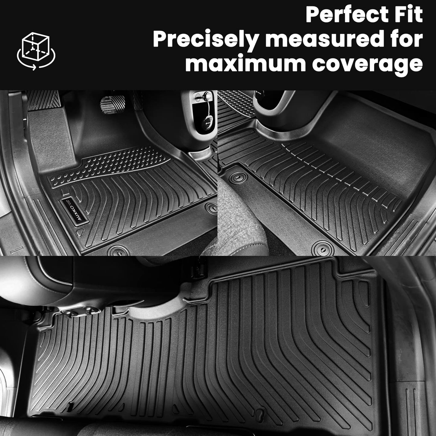 AUXKO All Weather Floor Mats for 2025 Tesla New Model Y Cargo Mat with Backrest Mat & Front Trunk Liner & Rear Cargo Mat Car Full Set TPE Liners Accessories All Season Guard Odorless Anti-Slip Mats