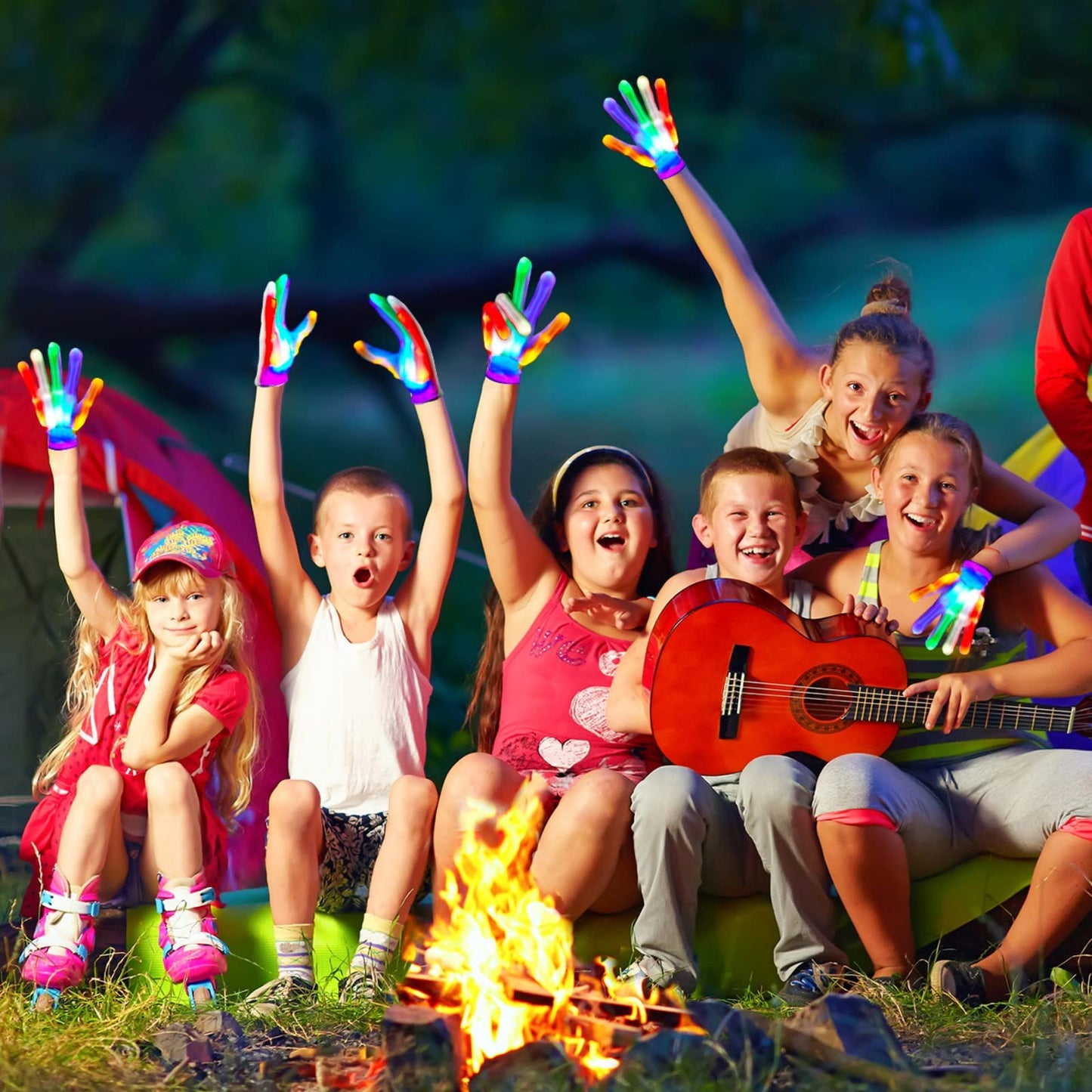 Cool Toys LED Gloves,Kids Toys for Ages 3-4 5-7 Year Old with 6 Flash Mode,Great Party Favors for Kids Birthday Christmas Halloween Valentines,Fun Toys Gift for 3 4 5 6 7 Year Old Girls Boys(1 Pair)