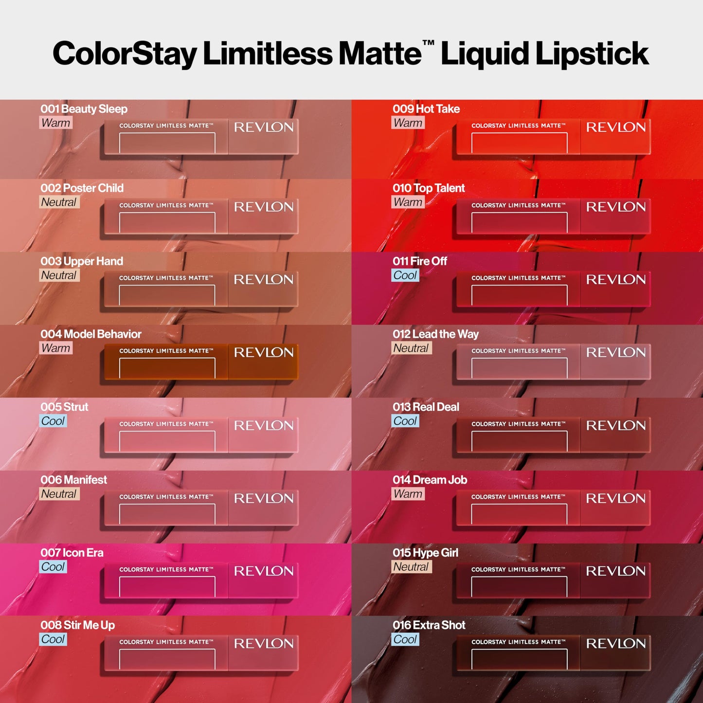 Revlon ColorStay Limitless Matte Liquid Lipstick, Vegan Formula, No-Budge, Longwear Lip Color, Long Lasting, Lightweight/Comfortable, Waterproof, 006 Manifest, 0.17 fl oz
