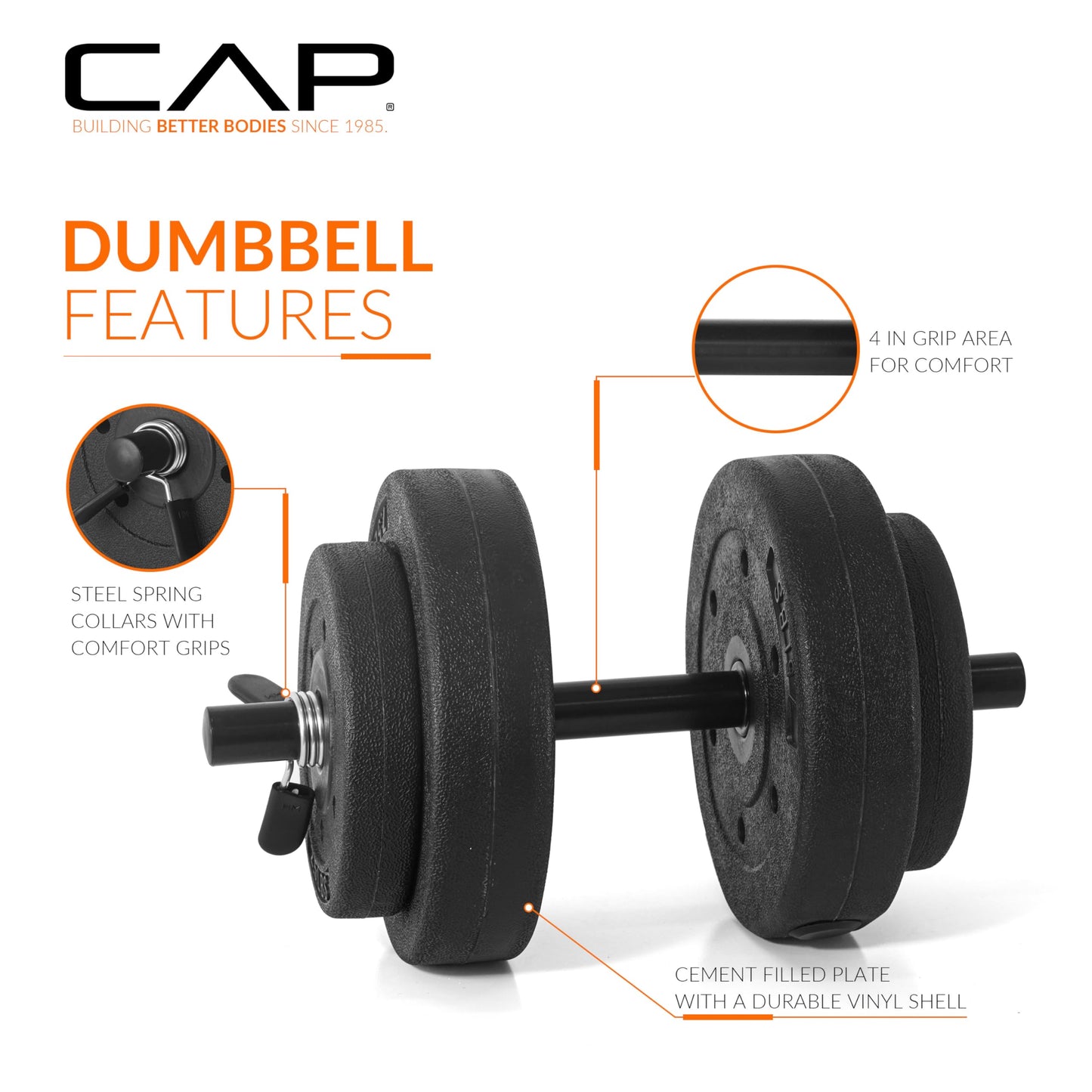 CAP Barbell 40-Pound Adjustable Cement Dumbbell Set – Versatile Vinyl Coated Weights for Home Gym Excellence