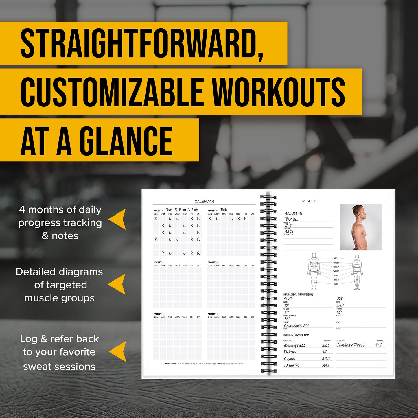 NewMe Fitness Journal for Women & Men, Workout Planner and Exercise Log Book to Track Weight Loss, Muscle Gain, Gym, Bodybuilding Progress, Daily Personal Health Tracker - Pack of 1 (Fitness)