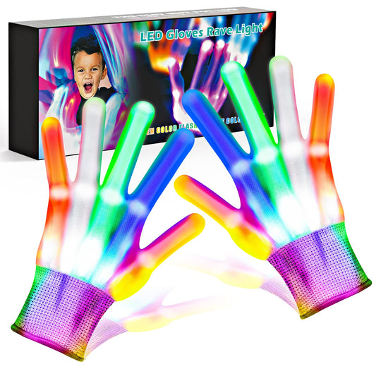 Cool Toys LED Gloves,Kids Toys for Ages 3-4 5-7 Year Old with 6 Flash Mode,Great Party Favors for Kids Birthday Christmas Halloween Valentines,Fun Toys Gift for 3 4 5 6 7 Year Old Girls Boys(1 Pair)