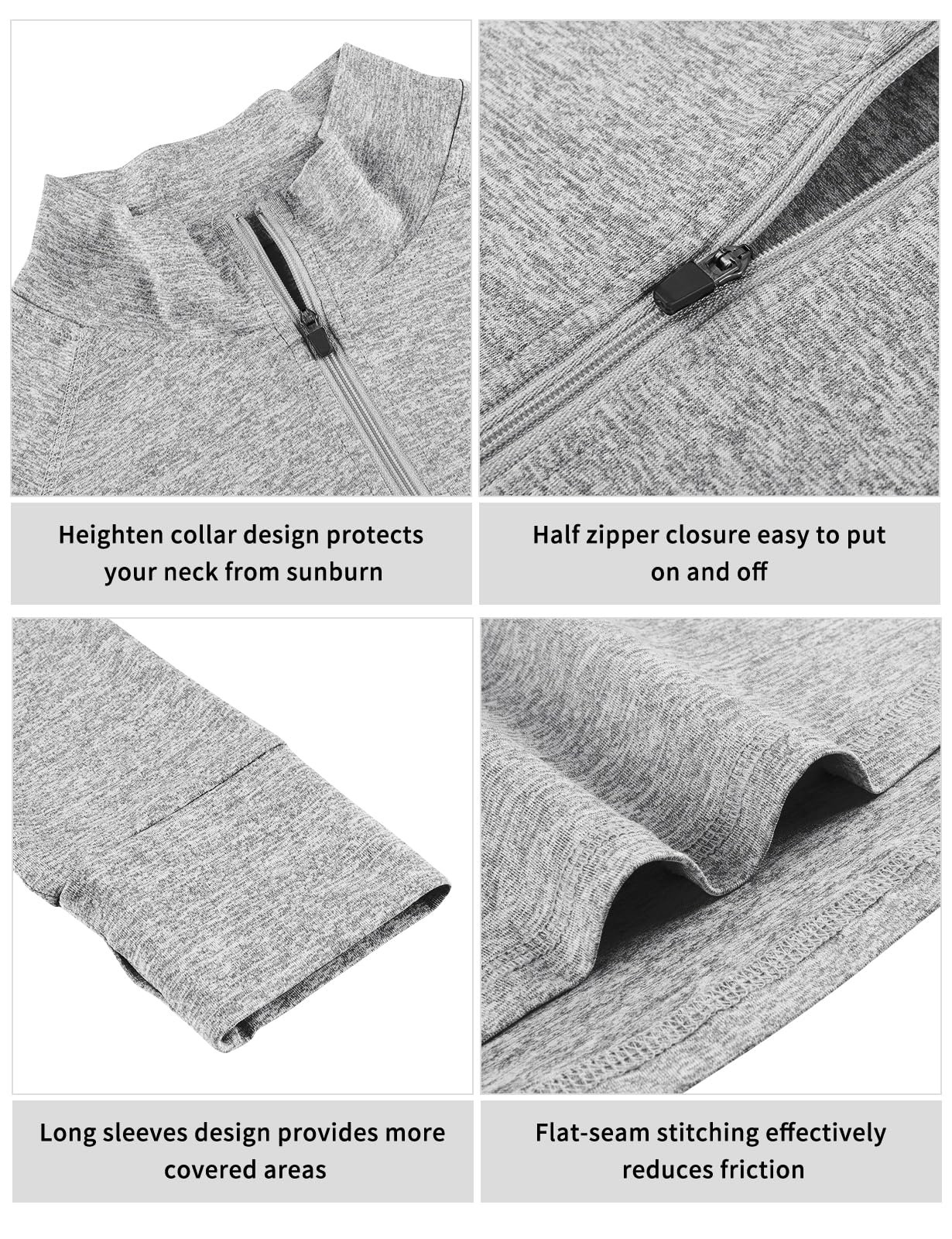 Women's Moisture Wicking Long Sleeve Zip Up O-Neck Thumbhole Gym Tops - Cucuchy Golf Yoga Fitness Apparel