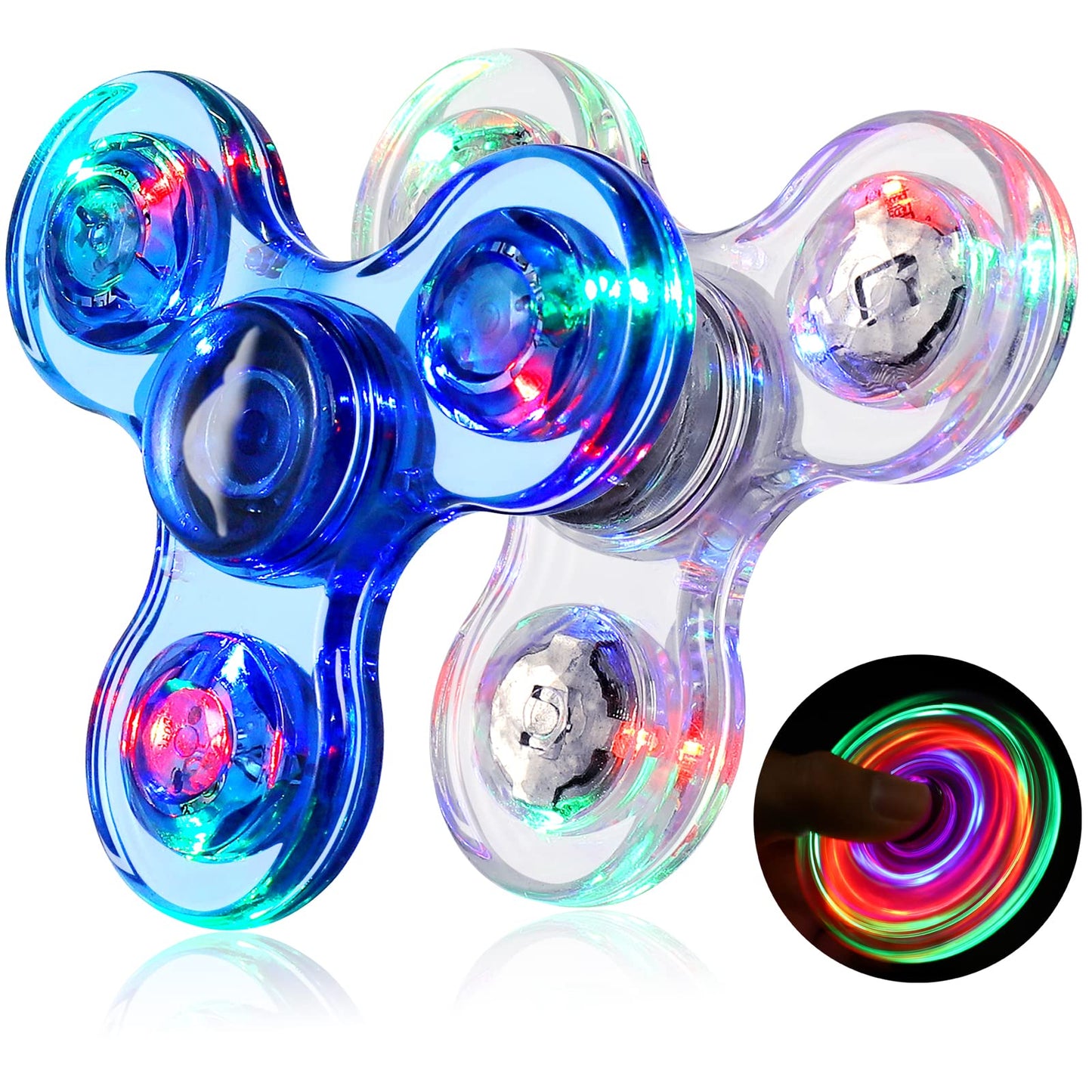 Gigilli Fidget Spinners for Kids 2 Pack, Light up Sensory Fidget Toys Adults Kids 4-8-12, Easter Basket Stuffers Egg Fillers Glow in The Dark ADHD Autism Toys 5-7 Boys Girls Classroom Prizes Fidgets