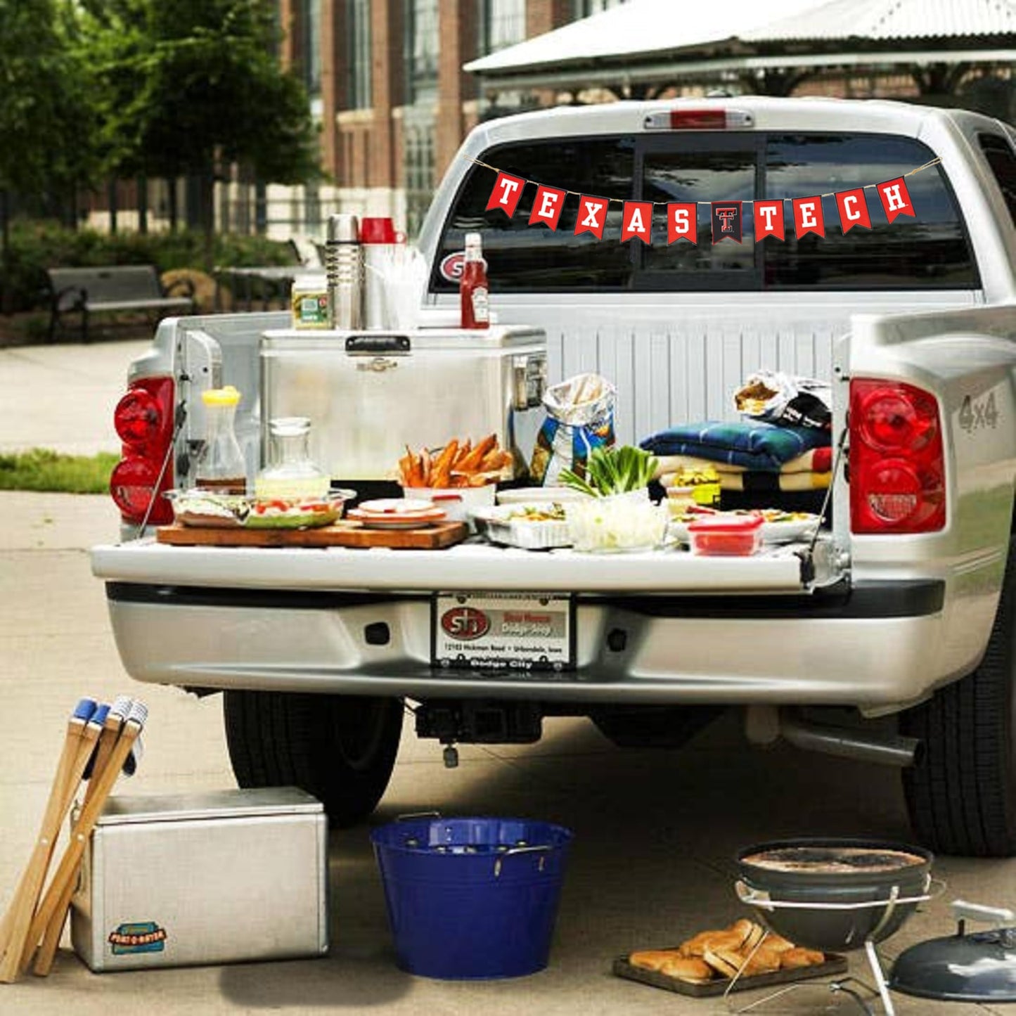 Texas Tech Red Raiders Tailgate Party Banner by Hanna’s Handiworks | Lightweight Pre-Strung Fabric Decoration for Indoor/Outdoor | Represent Your NCAA College & Show Team Spirit with TTU Fan Decor