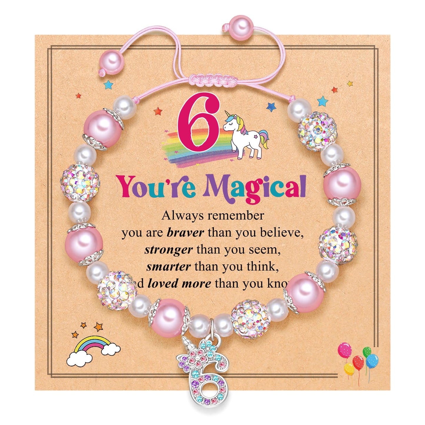 UPROMI 6 Year Old Girl Birthday Gifts, 6th Unicorn Birthday Decorations Party Favors Best Presents for 6 Year Old Girl Bracelet