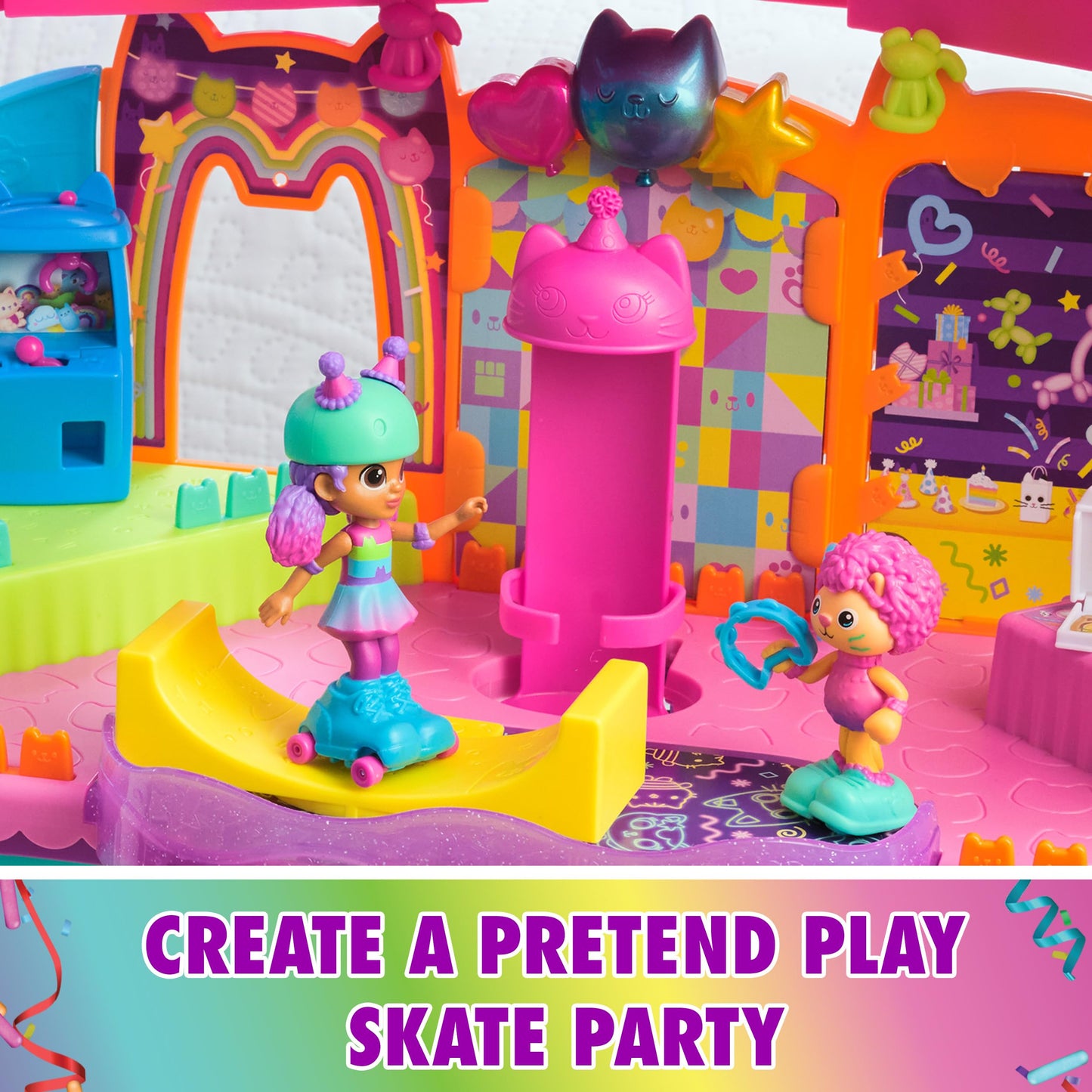 Gabby's Dollhouse, Party Room Playset with Exclusive Toy Figures, Dollhouse Furniture, Accessories & Fidget Play, Kids Toys for Girls and Boys Ages 3+