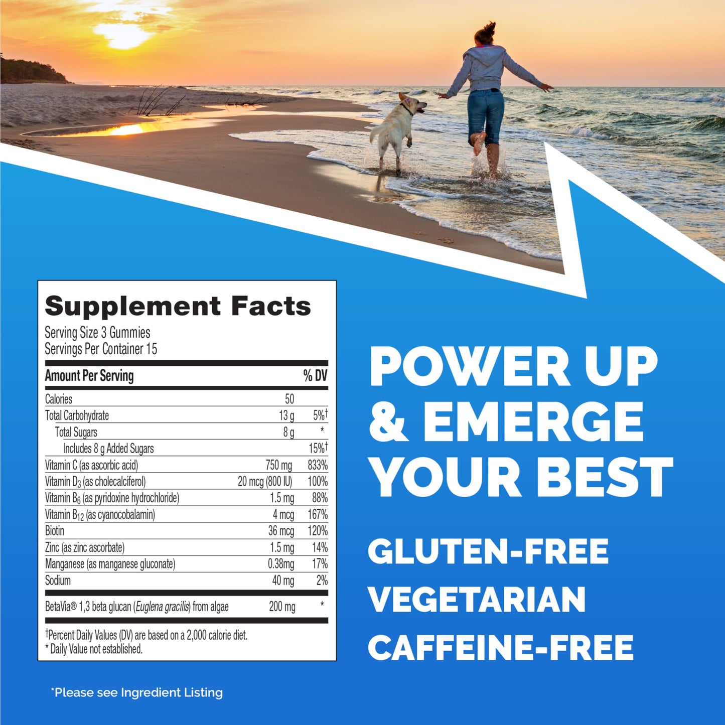 Emergen-C Immune+ Immune Gummies, Vitamin D Plus 750 mg Vitamin C, Immune Support Dietary Supplement, Caffeine Free, Gluten Free, Raspberry Flavor - 45 Count