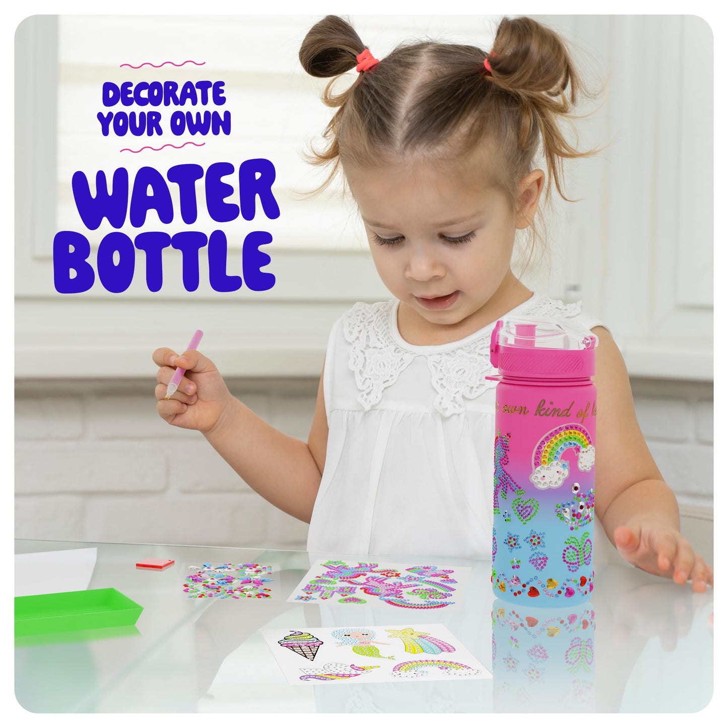 Decorate Your Own Glow-in-the-dark Water Bottle Kit for Girls - Easter Gifts for Girl Ages 4-6 5-7 6-8 - 4 5 6 7 8 Year Old Birthday Gift Ideas - Arts and Crafts for Kids Age 6-8 - Unicorn Easter Toys