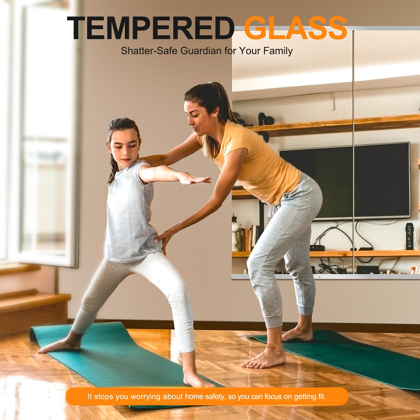 Home Gym Mirror, 48''x24''x2PCS, large Full Body Mirror for Yoga, Glass Frameless Mirror for Wall Mounted, Wall Mirror for Home Gym, Garage, Bedroom, Bathroom (Glass - 48''x24'' - 2PCS)