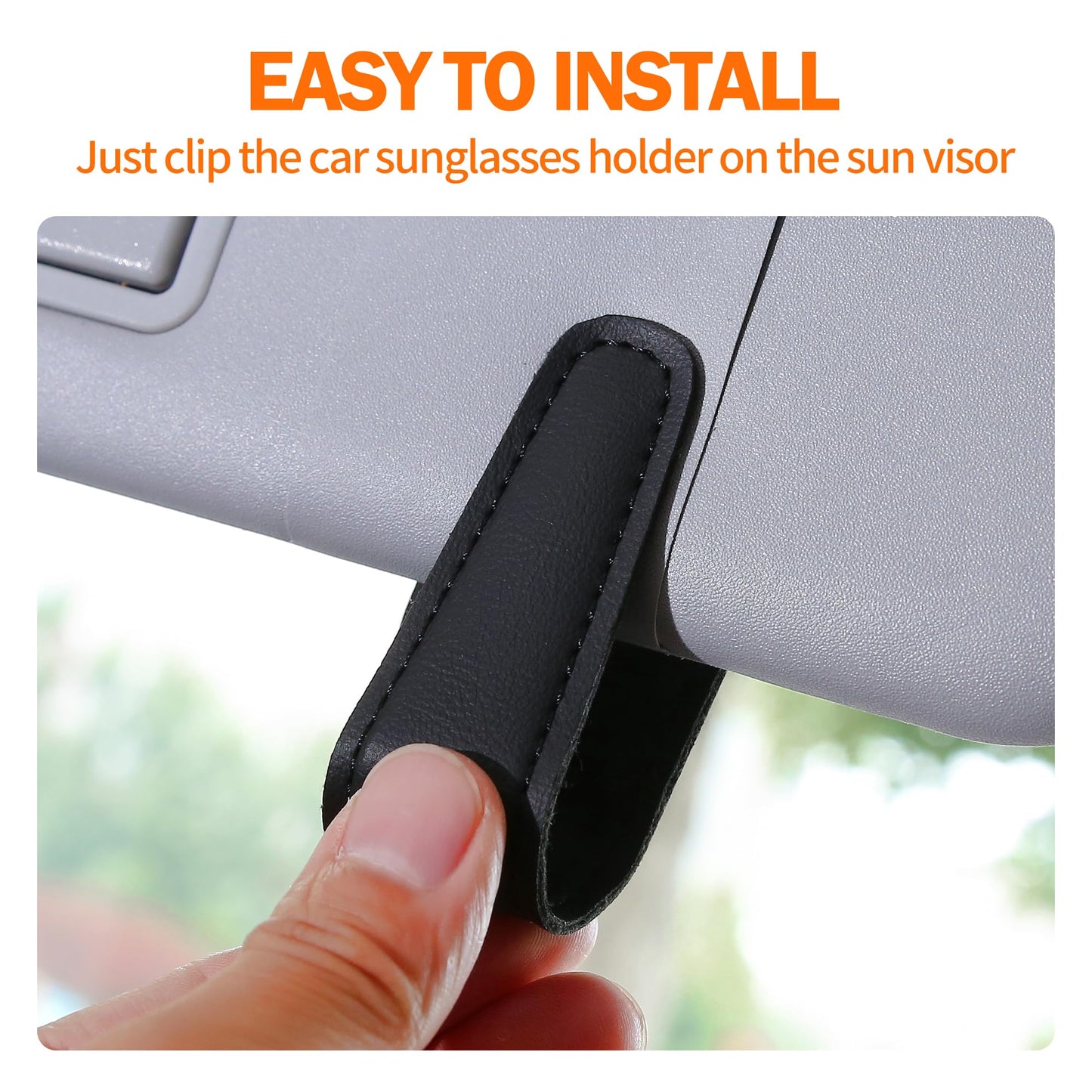 Shering Sunglasses Holders for Car Sun Visor, 2pack Magnetic Leather Glasses Eyeglass Hanger Clip for Car, Visor Sunglasses Holder Clip Car Accessories for Truck