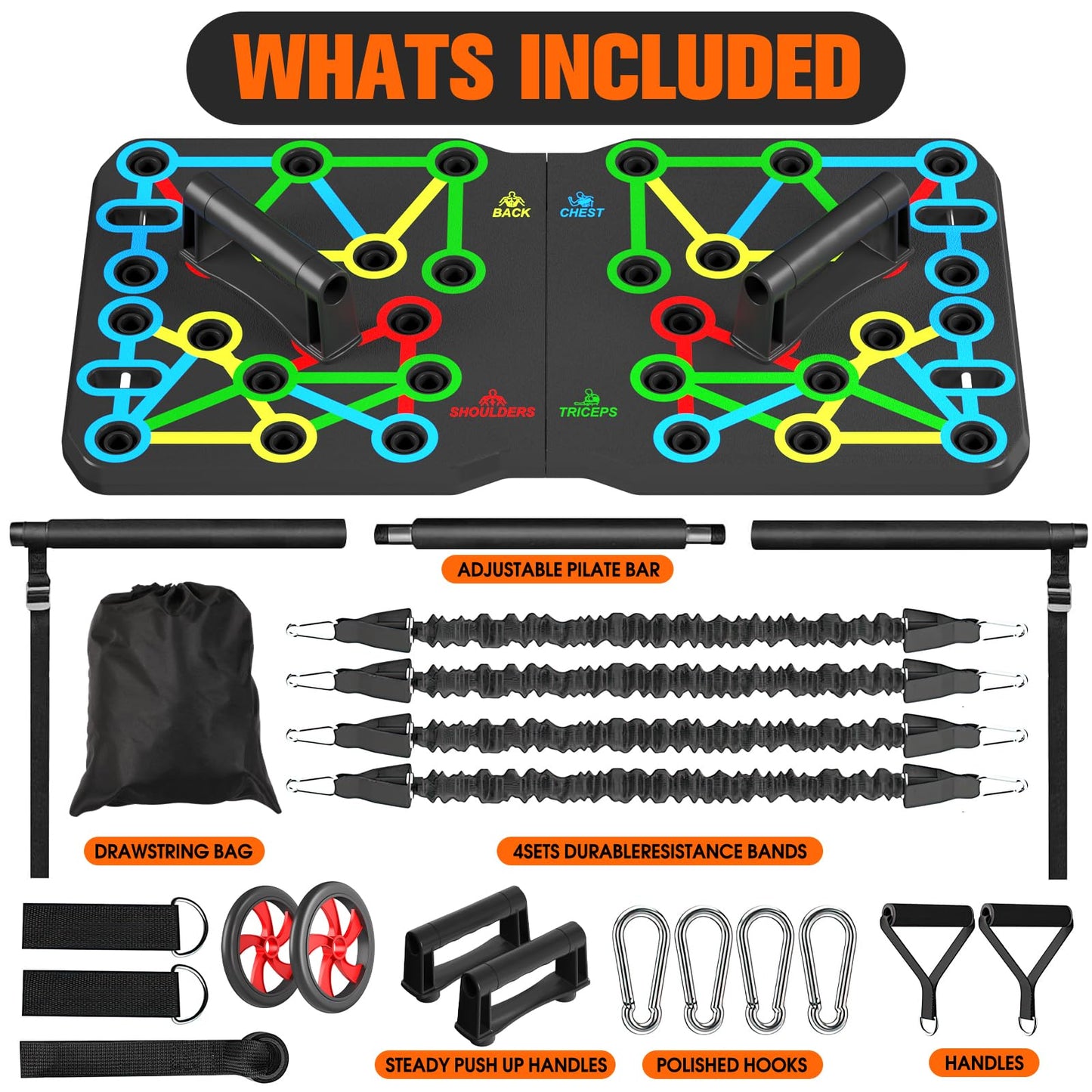 AERLANG Push Up Board, Portable Multifunctional Pushup Board, Foldable 10-In-1 Push Up Bar, Floor Push-Up Handle, Strength Training Home Gym, Full Body Workout At Home For Men And Women
