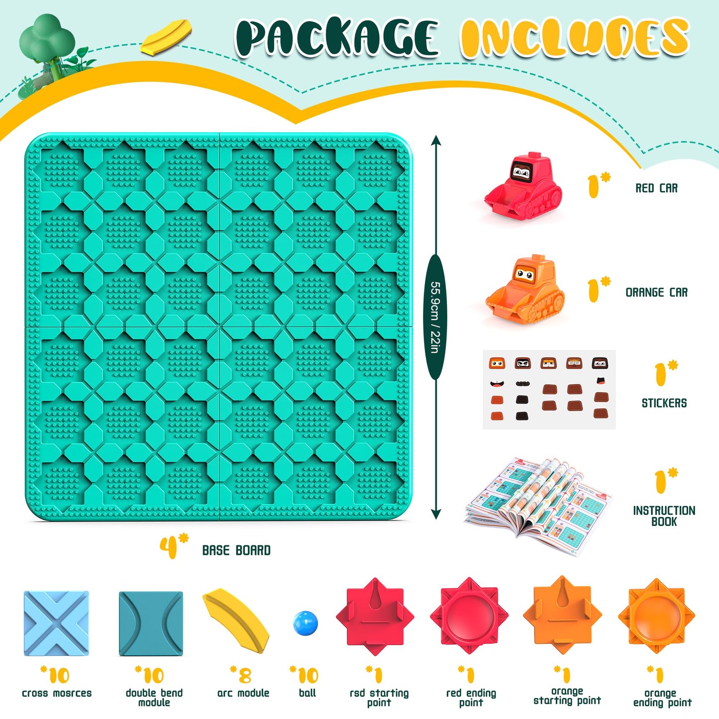 fygurso Road Builder Kids Logic Toys, Large Puzzle STEM Board Games, Educational Montessori Toys Birthday Gifts for Age 4-8 Year Old