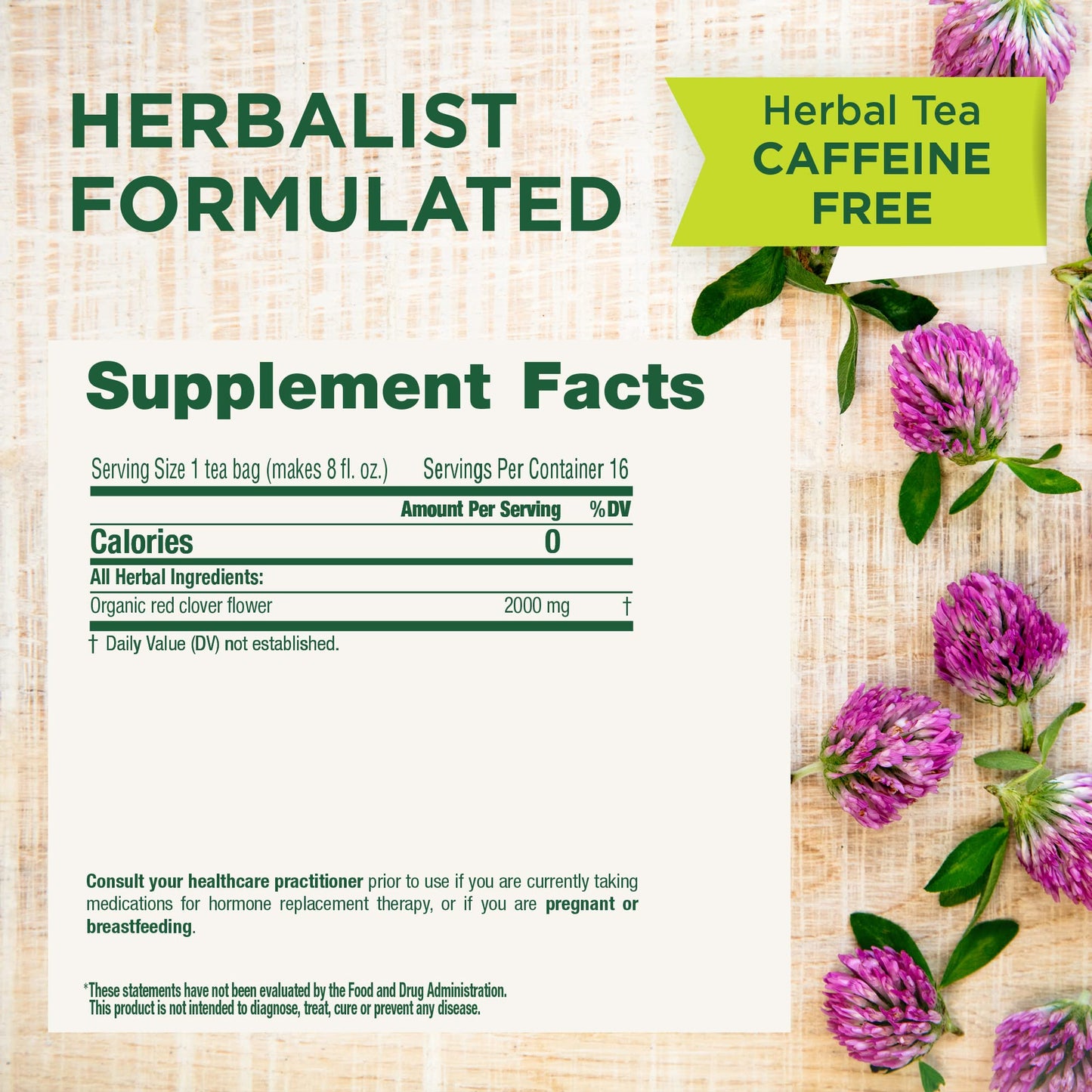 Traditional Medicinals Tea, Organic Red Clover, Supports Skin Health, 16 Tea Bags