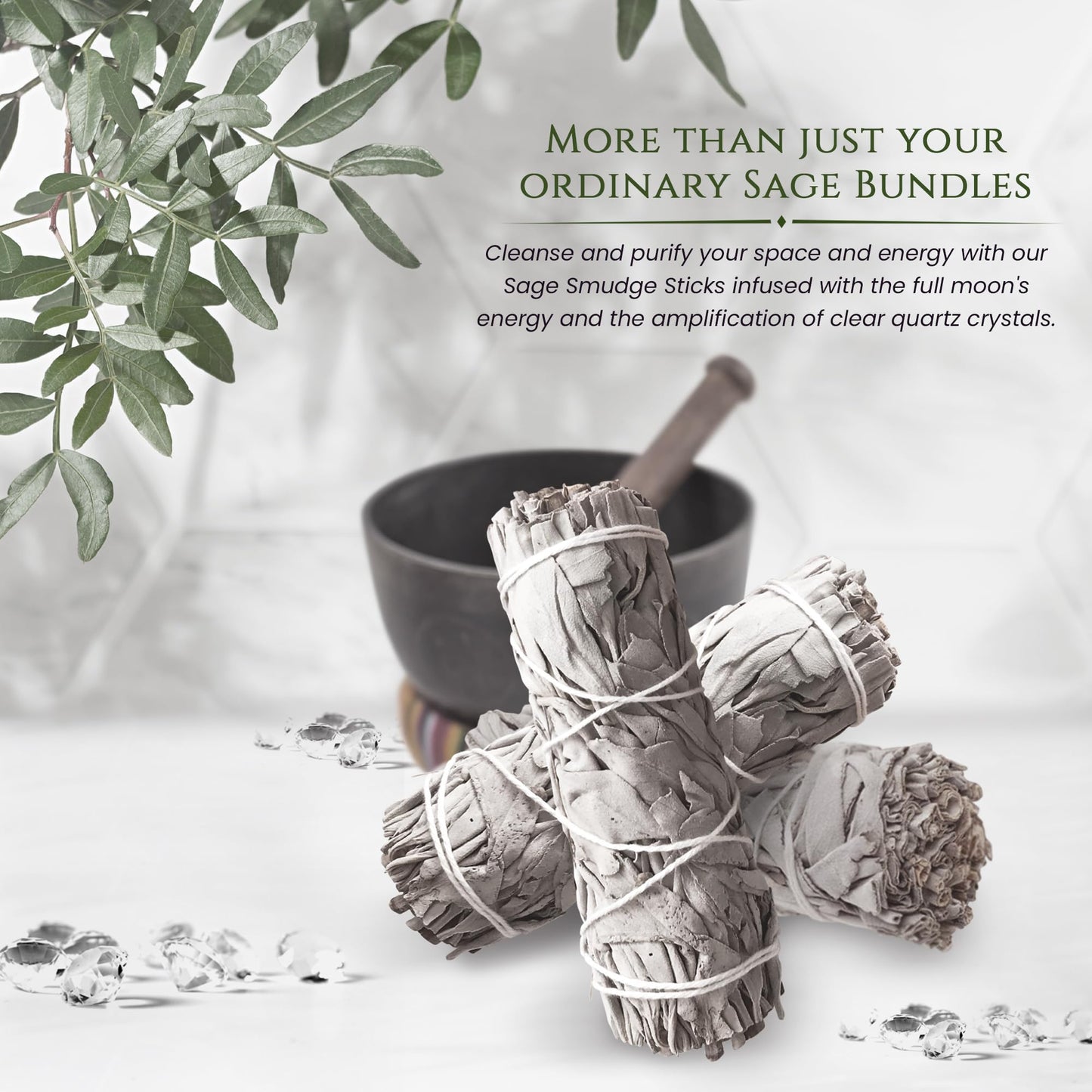 Native American Organic White Sage Smudge Sticks - Salvia Blanca para Limpiar - Sacred New Age Rituals for Energy Clearing, Meditation, Negative Energy Removal, Purification, Spiritual Healing. (3)