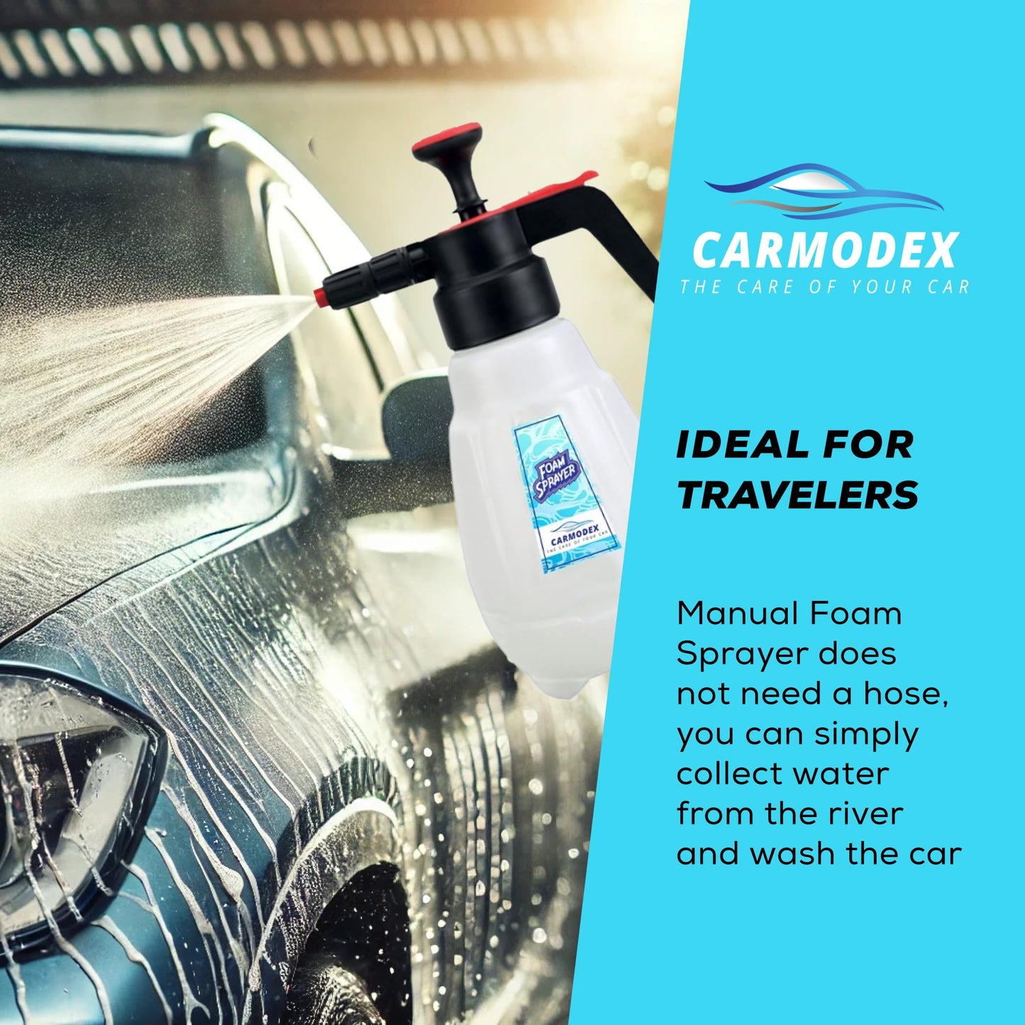 Carmodex Car Wash Cleaning Kit, Manual Foam Sprayer, Premium Brushes, Professional Interior/Exterior Car Detailing Kit – Car Care Gift Tool Set for Women and Men, Car Cleaning Kit for Vehicles
