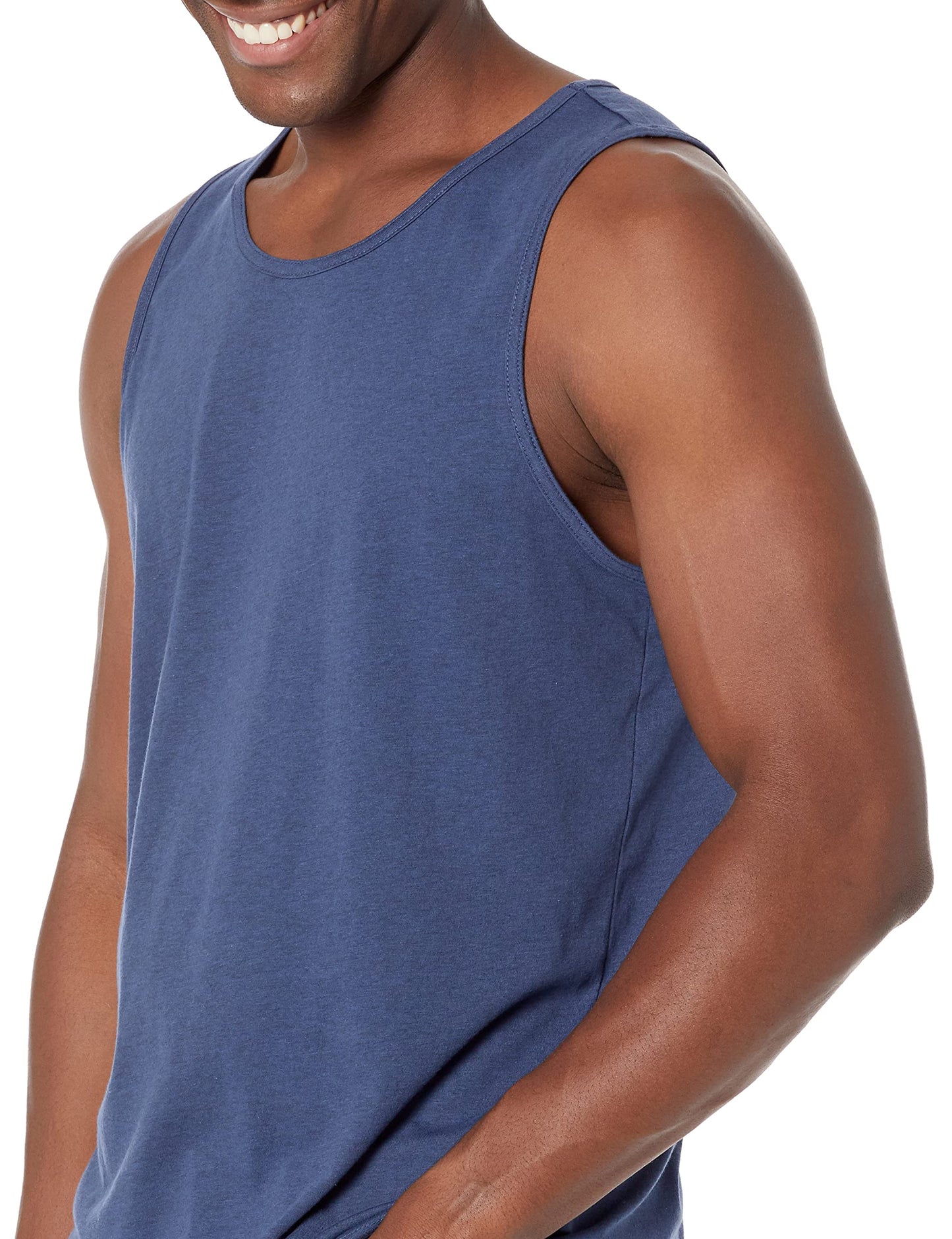 Amazon Essentials Men's Tank Top, Regular-Fit Undershirt, Blue Heather, Medium