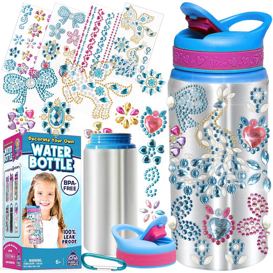 PURPLE LADYBUG Decorate Your Own Water Bottle for Girls - Easter Gifts for Kids, Gifts for Girls 5-10 Years Old, Birthday Gift Ideas, Fun DIY Activity Crafts for Kids, Great Gift for Little Girl