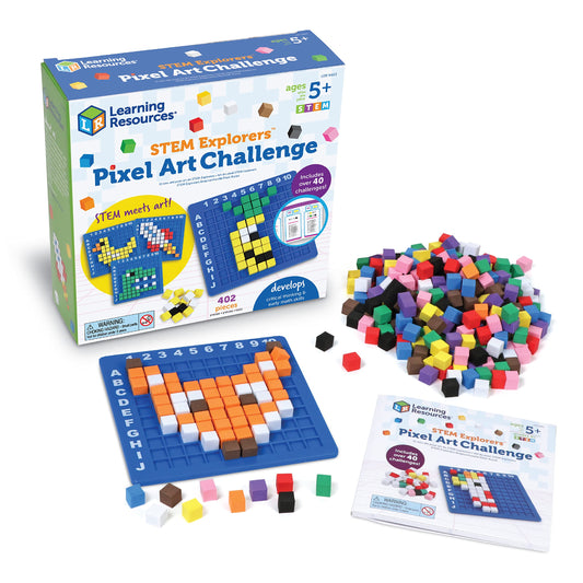 Learning Resources STEM Explorers Pixel Art Challenge, STEM Toys for Kids, Coding Basics for Kids, Easter Toys, Ages 5+,402 Pieces