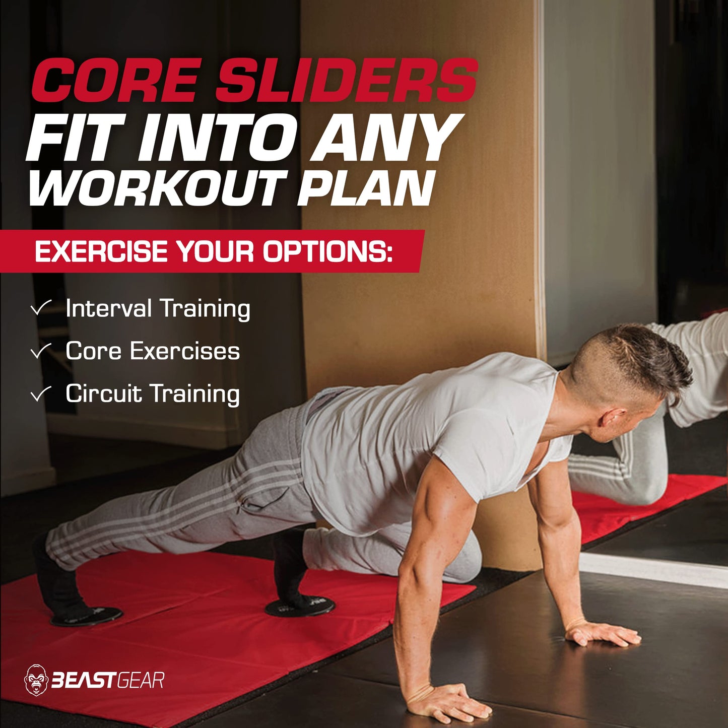 Beast Gear Core Sliders for Working Out Double Sided for Using on Hard and Soft Floors Gliding Discs for Abdominal Exercises Fitness Equipment for Man and Woman