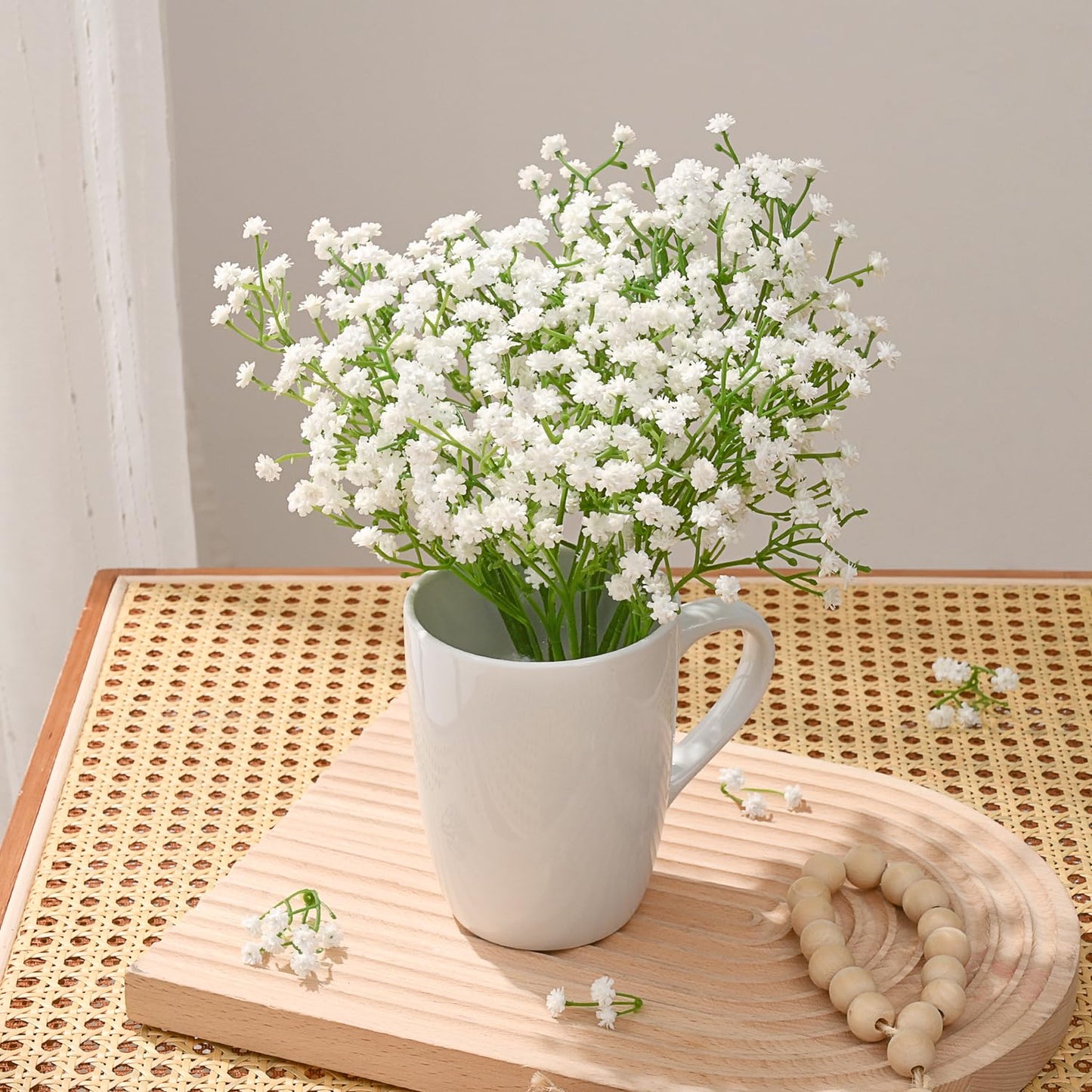 MARTINE MALL Babys Breath Artificial Flowers, 10 PCS White Baby Breath Flowers Artificial Bulk, Fake Babys Breath Gypsophila Real Touch Faux Babys Breath for Wedding Floral Arrangement Home Decor