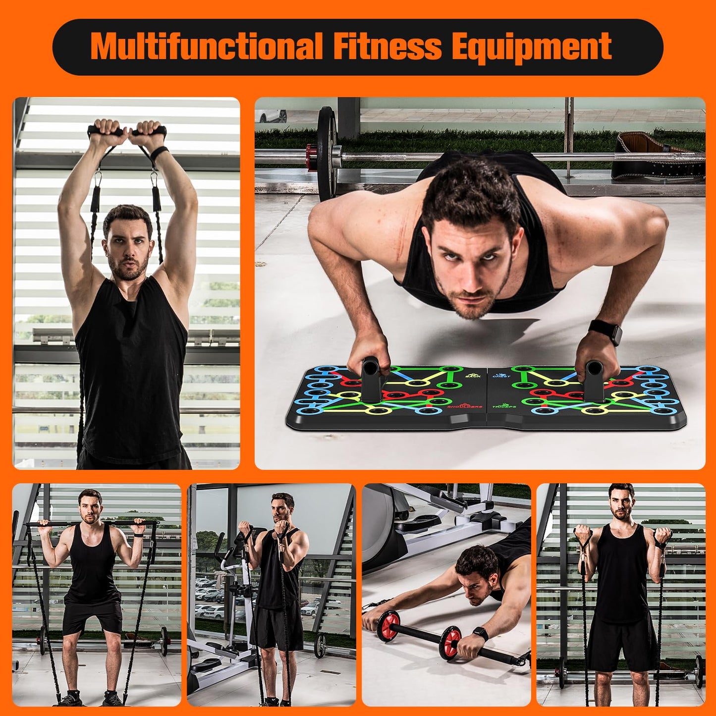 AERLANG Push Up Board, Portable Multifunctional Pushup Board, Foldable 10-In-1 Push Up Bar, Floor Push-Up Handle, Strength Training Home Gym, Full Body Workout At Home For Men And Women