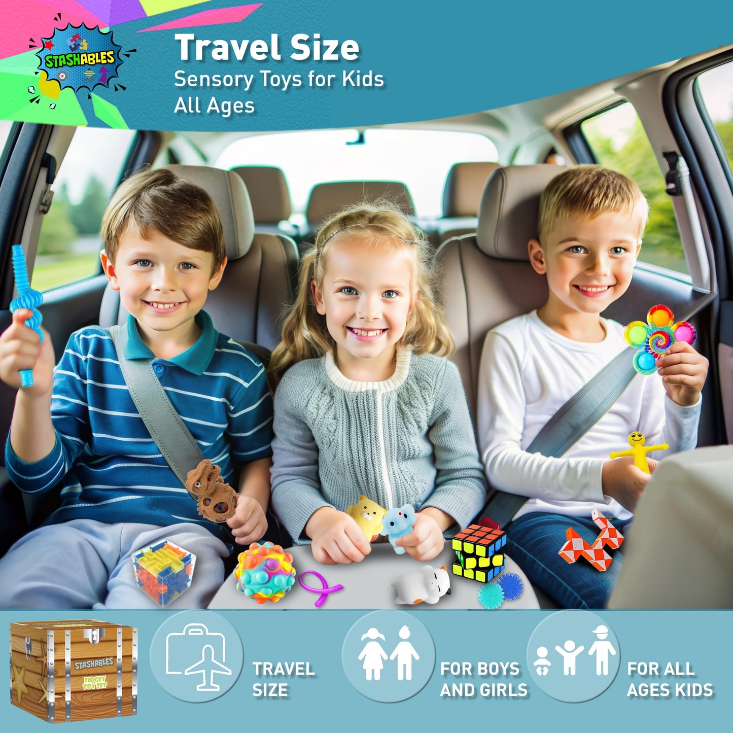 Sensory Fidget Toys Pack - 35pcs Stress Relief and Anti Anxiety Toys for Kids - Cool Fidget Packs with Stress Balls, Fidget Cube, & More for Party Favors, Prizes, Travel, & Pinata Stuffers
