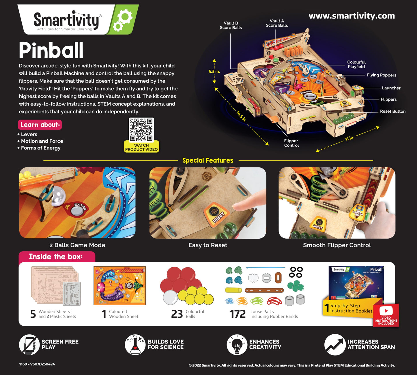 Smartivity DIY Pinball Machine Toy for Ages 8-99 Year Old | Award Winning Arcade Game | Birthday Gift Ideas for Kids & Adults | STEM Toy for Boys & Girls I Fun Family & Party Game