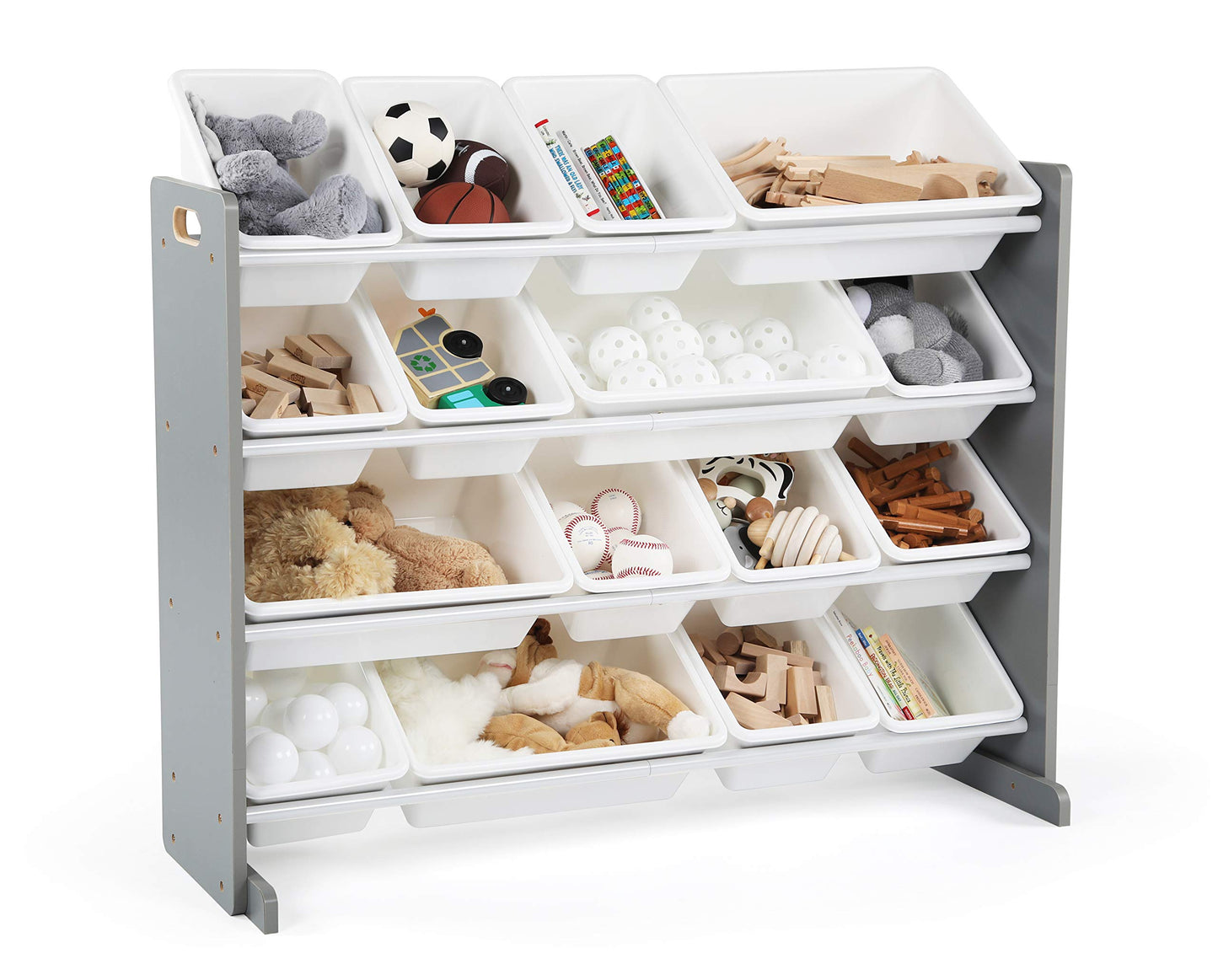 Humble Crew Supersized Toy Storage Organizer with 16 Removable Bins, Grey/White – Large Toy Storage for Toddlers Ideal for Kids' Rooms, Playrooms, and Nurseries - Modern Toy Bins for Kids