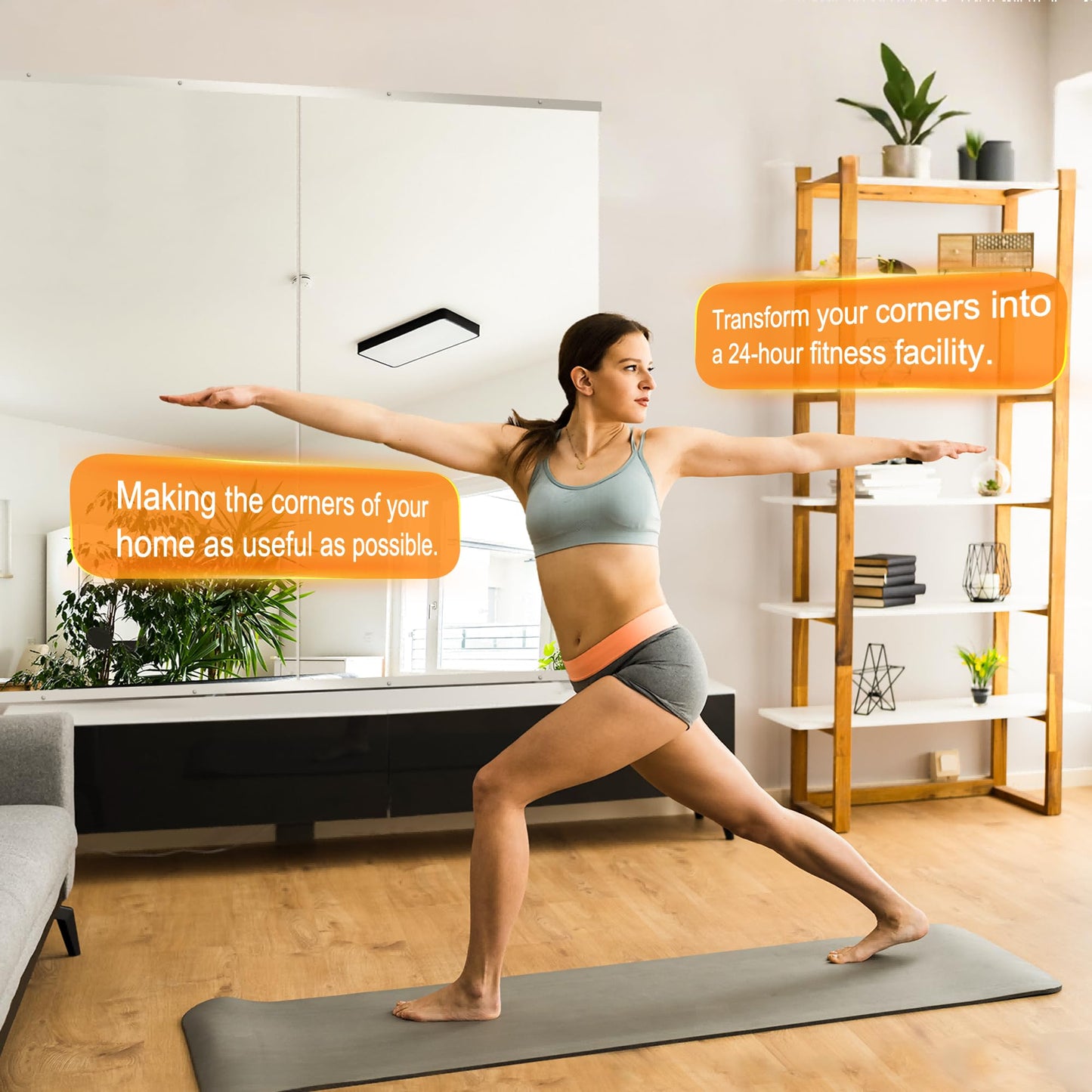 Home Gym Mirror, 48''x24''x2PCS, large Full Body Mirror for Yoga, Glass Frameless Mirror for Wall Mounted, Wall Mirror for Home Gym, Garage, Bedroom, Bathroom (Glass - 48''x24'' - 2PCS)