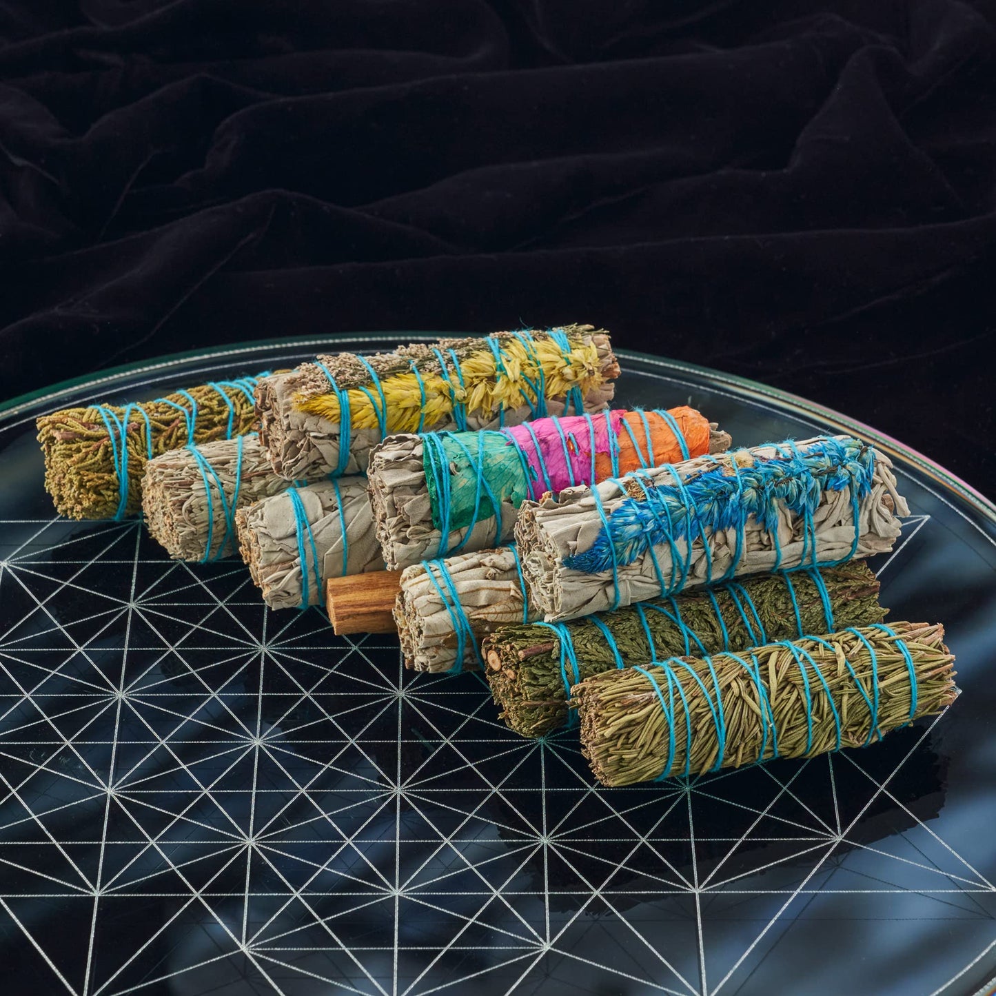10 Sage Smudge Sticks ~ White Sage, Rosemary, Cedar, Juniper, Palo Santo, 3 Flower Sages, Blue Sage, Yerba Santa | Smudge Kit Unique Natural Sage Bundles Sustainably Sourced Smudging Cleansing