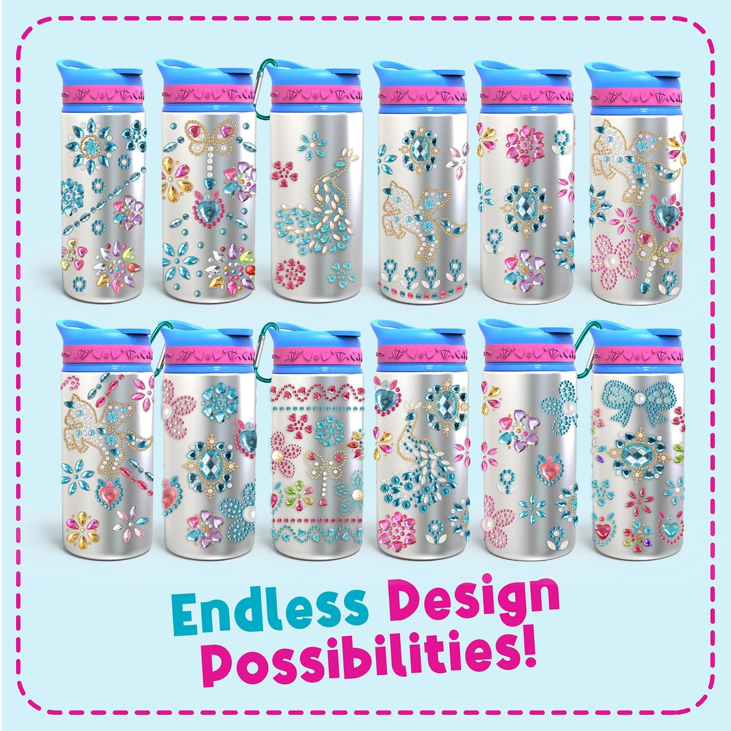 PURPLE LADYBUG Decorate Your Own Water Bottle for Girls - Easter Gifts for Kids, Gifts for Girls 5-10 Years Old, Birthday Gift Ideas, Fun DIY Activity Crafts for Kids, Great Gift for Little Girl