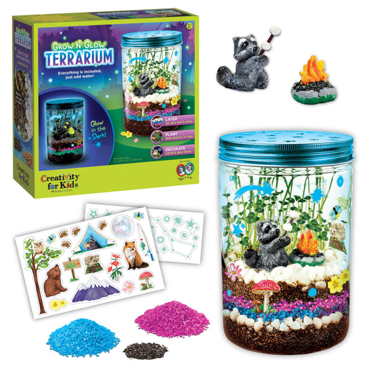 Creativity for Kids Grow 'N Glow Terrarium Kit for Kids - Educational Science Kits Ages 6-8+, Kids Gifts for Boys and Girls, Craft and STEM Projects