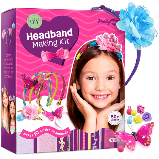 Headband Making Kit for Girls - Easter Arts & Crafts -Make Your Own Fashion Headbands for Kids - DIY Hair Accessories Set - Gift for Ages 5-12 Year Old Girl - Little Children's Art & Craft Gifts