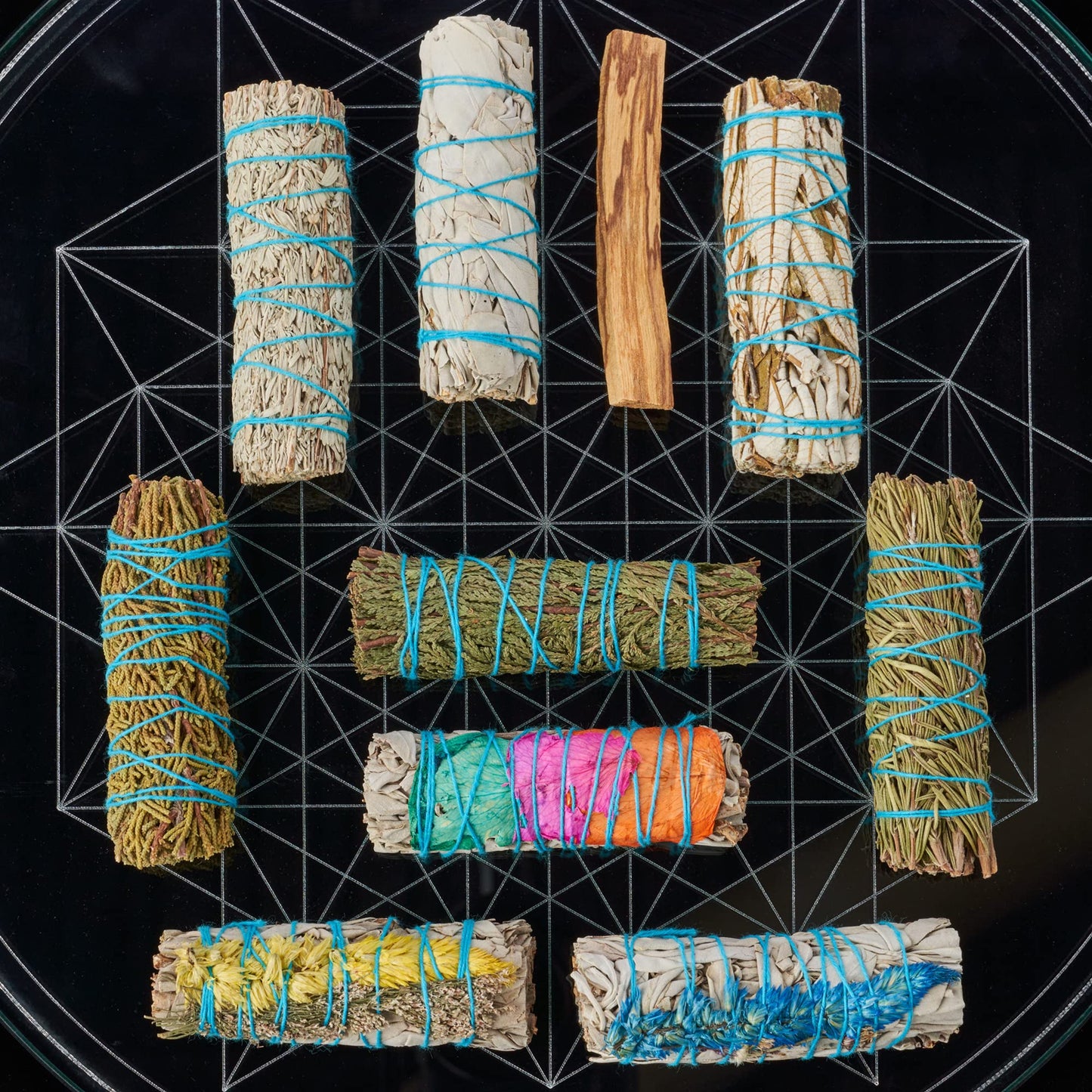 10 Sage Smudge Sticks ~ White Sage, Rosemary, Cedar, Juniper, Palo Santo, 3 Flower Sages, Blue Sage, Yerba Santa | Smudge Kit Unique Natural Sage Bundles Sustainably Sourced Smudging Cleansing