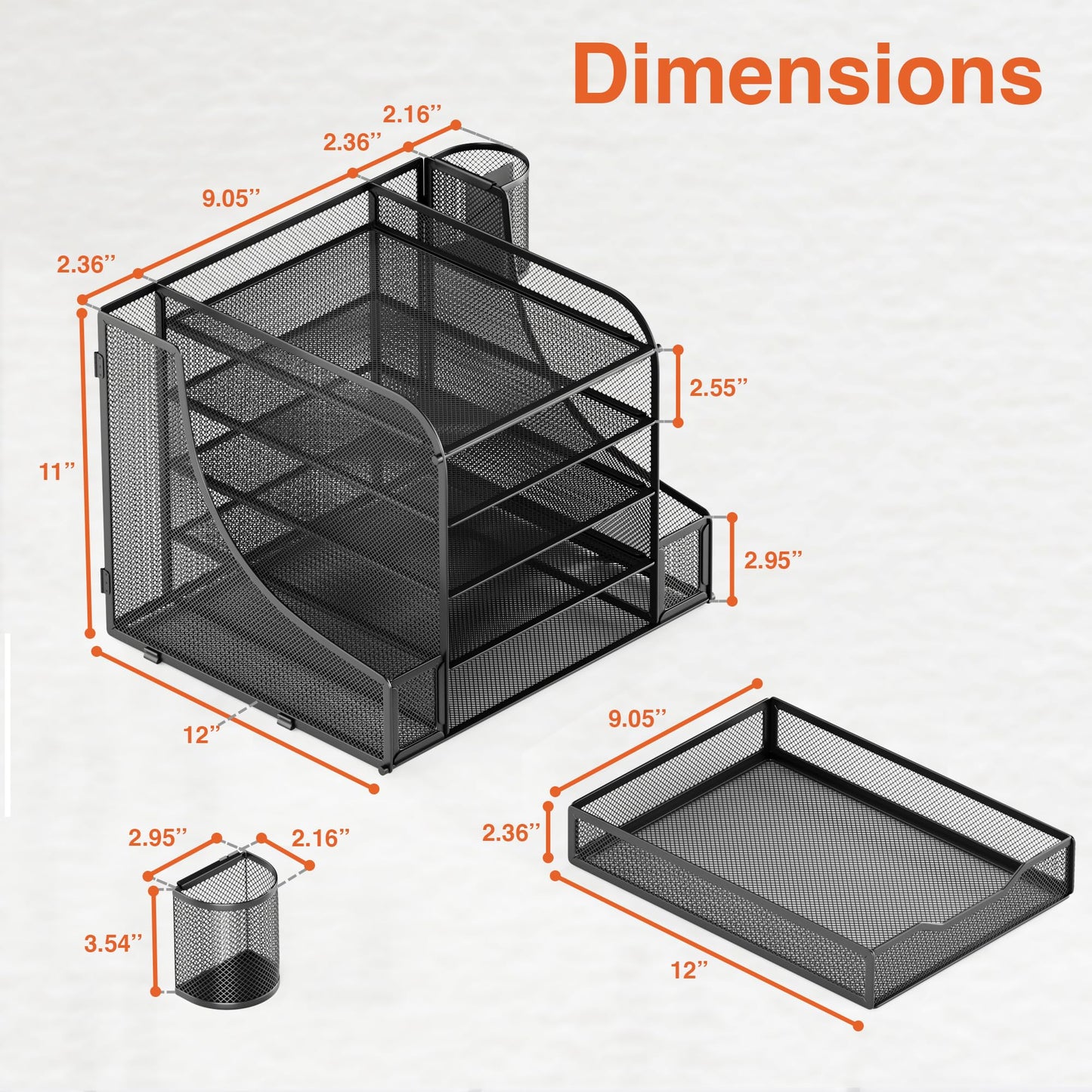 EVOOMI 5 Tier Mesh Desk Organizer PLUS - The Upgraded Time, Space & Sanity Saving Desktop Organizer System for Productivity Success - Ideal Pencil File Paperclip Post It Holder Mail Folder Organizer