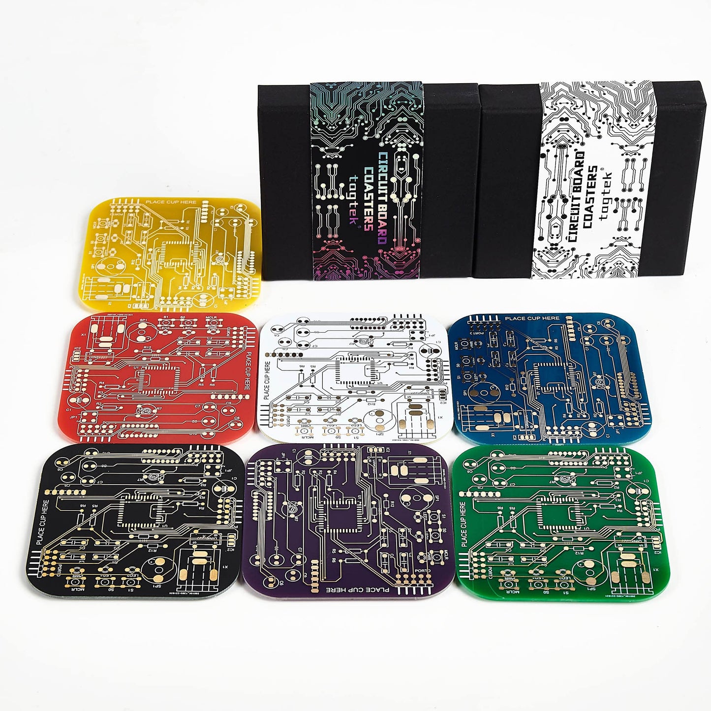 Coasters for Drinks in PCB-Design Green Coasters Decor with Immersion Gold Circuit Board Coasters for Coffee Table Bar Office Tech Gifts for Boyfriend Gamer Geek Engineer Dad Men Anniversary
