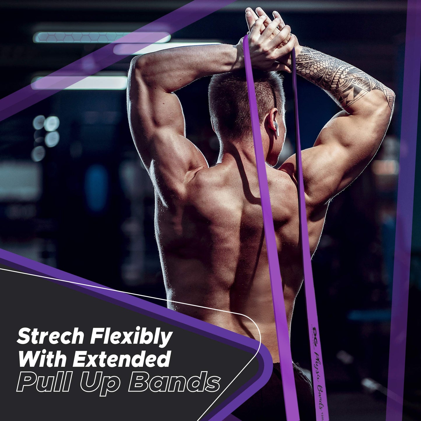 Physix Gear Workout Bands for Pullups Set, Pull Up Resistance Bands Set, Long Bands for Workout and Exercise Bands Pull Ups, Pull Ups Resistance Bands, Purple/Green/Blue/Pink (4 Pack), 82in (208cm)