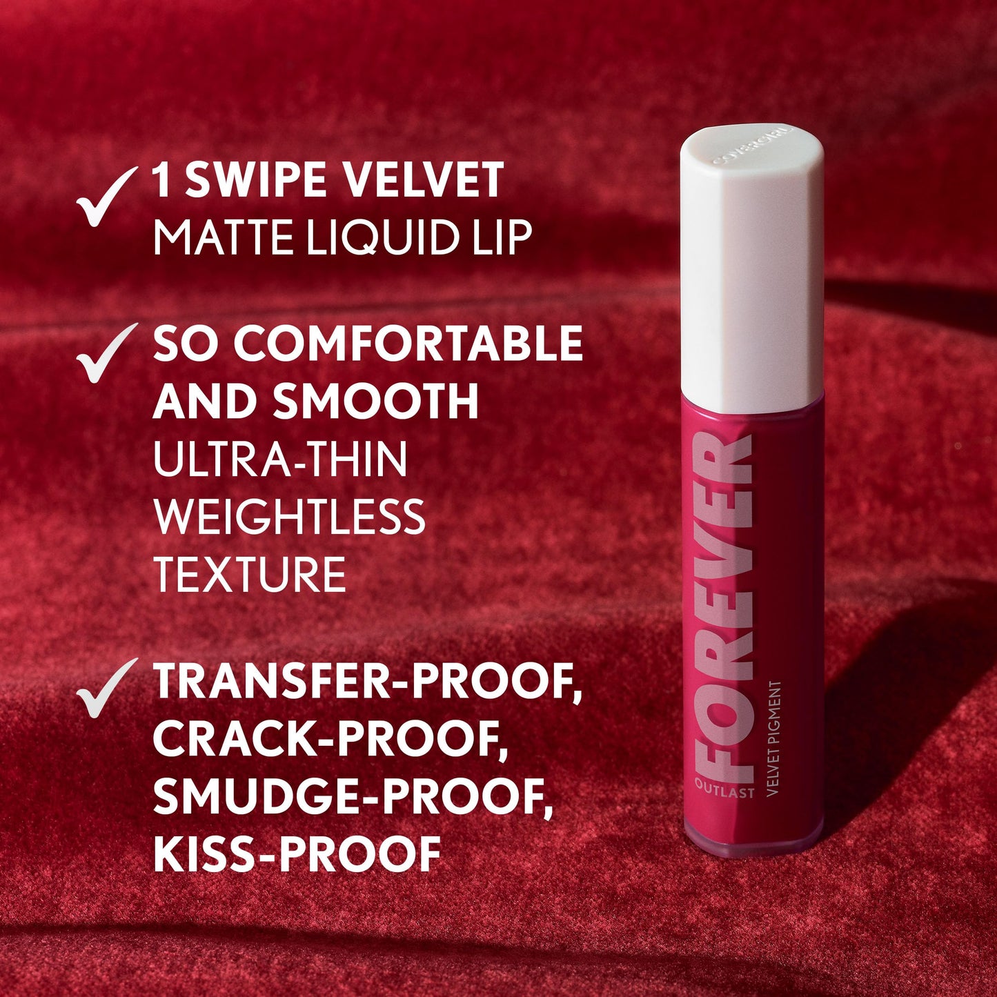 Covergirl Outlast Forever Velvet Pigment, 500 Brazen Raisin, Matte Lipstick, Vegan Formula, Easy to Use, Glides on Effortlessly, Long-Lasting, Perfect Color, 0.30oz