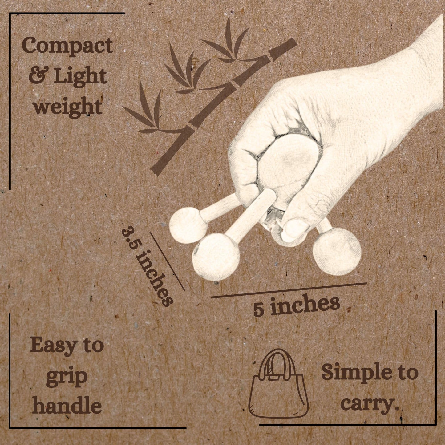 Natural Wood Handheld Massager - Relaxing Muscle Relief, Revitalizing Scrubbing Roller - Soothing Back & Body Therapy Tool - Bodycare Hand Spider - Mr Happy Wooden Ball Massager