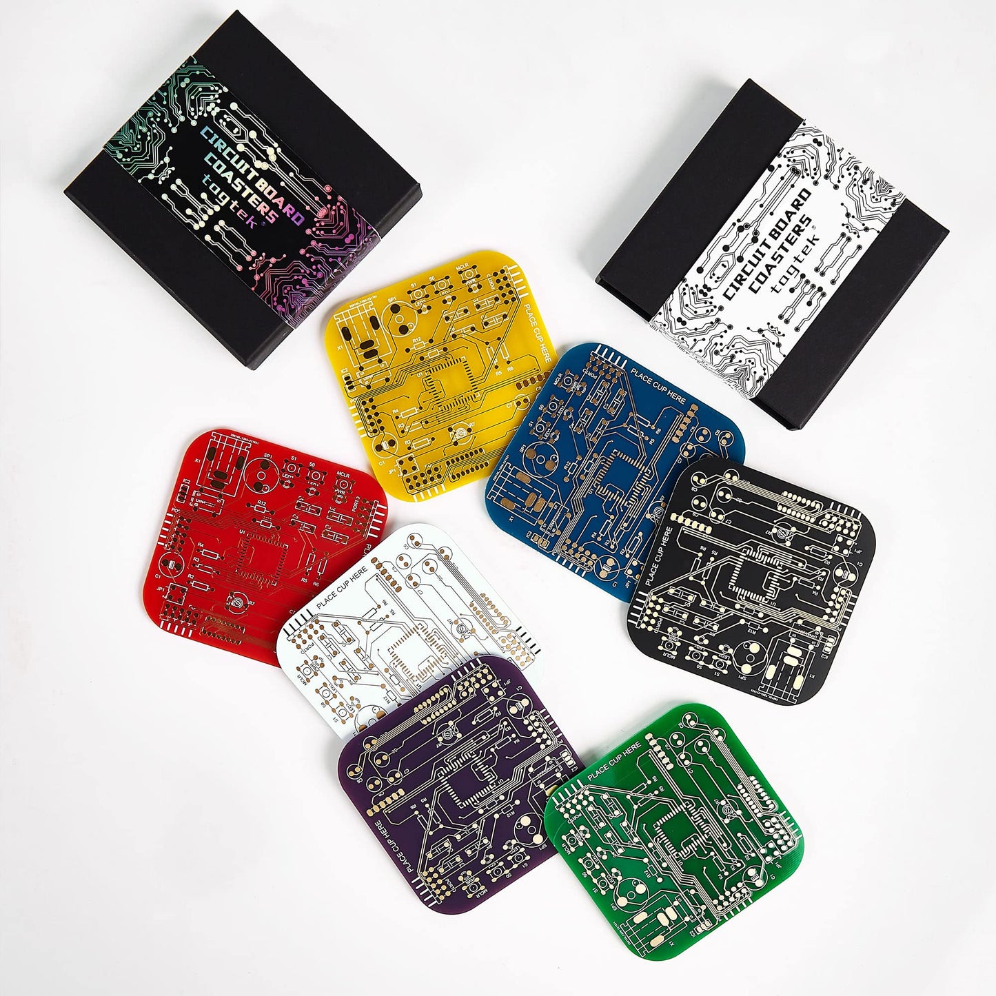 Coasters for Drinks in PCB-Design Green Coasters Decor with Immersion Gold Circuit Board Coasters for Coffee Table Bar Office Tech Gifts for Boyfriend Gamer Geek Engineer Dad Men Anniversary